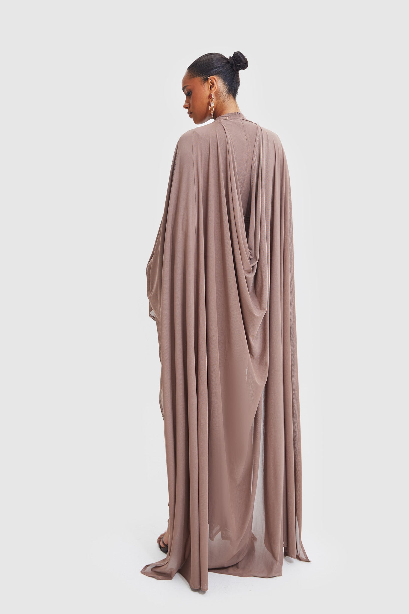 Aluya Mesh Draped Cape - Burnt Sugar