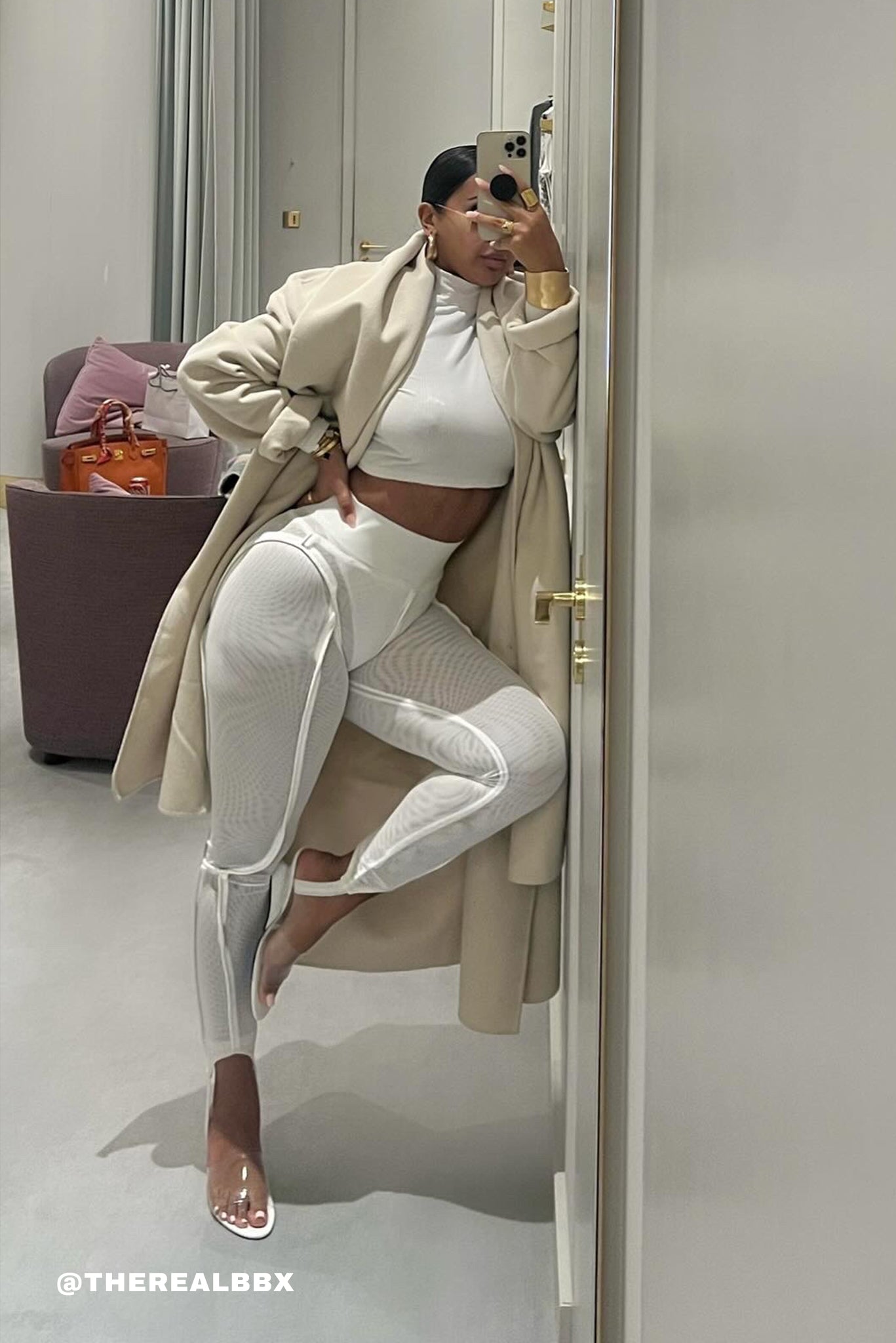 Stirrup Mesh Legging Pants - Yacht White