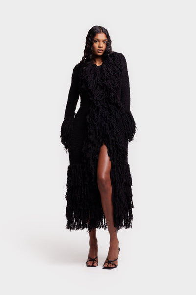 Knitted Alpaca Fur Coat - Black – BBXBRAND