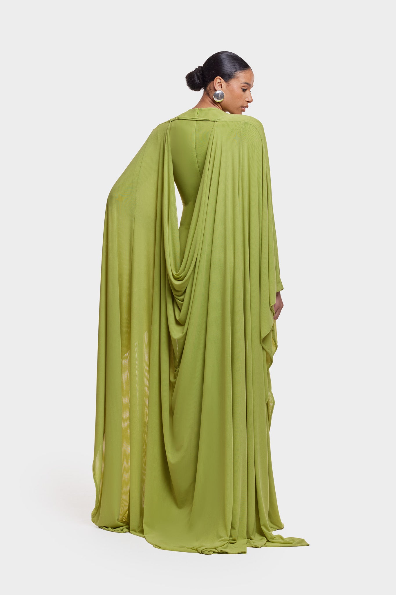 Aluya Mesh Draped Cape - Lime Green