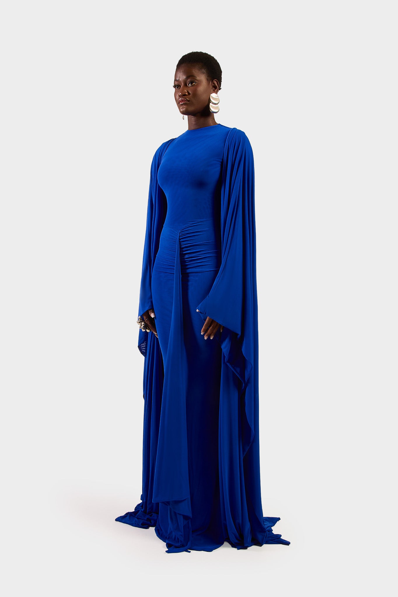 Aluya Mesh Draped Cape - Sapphire