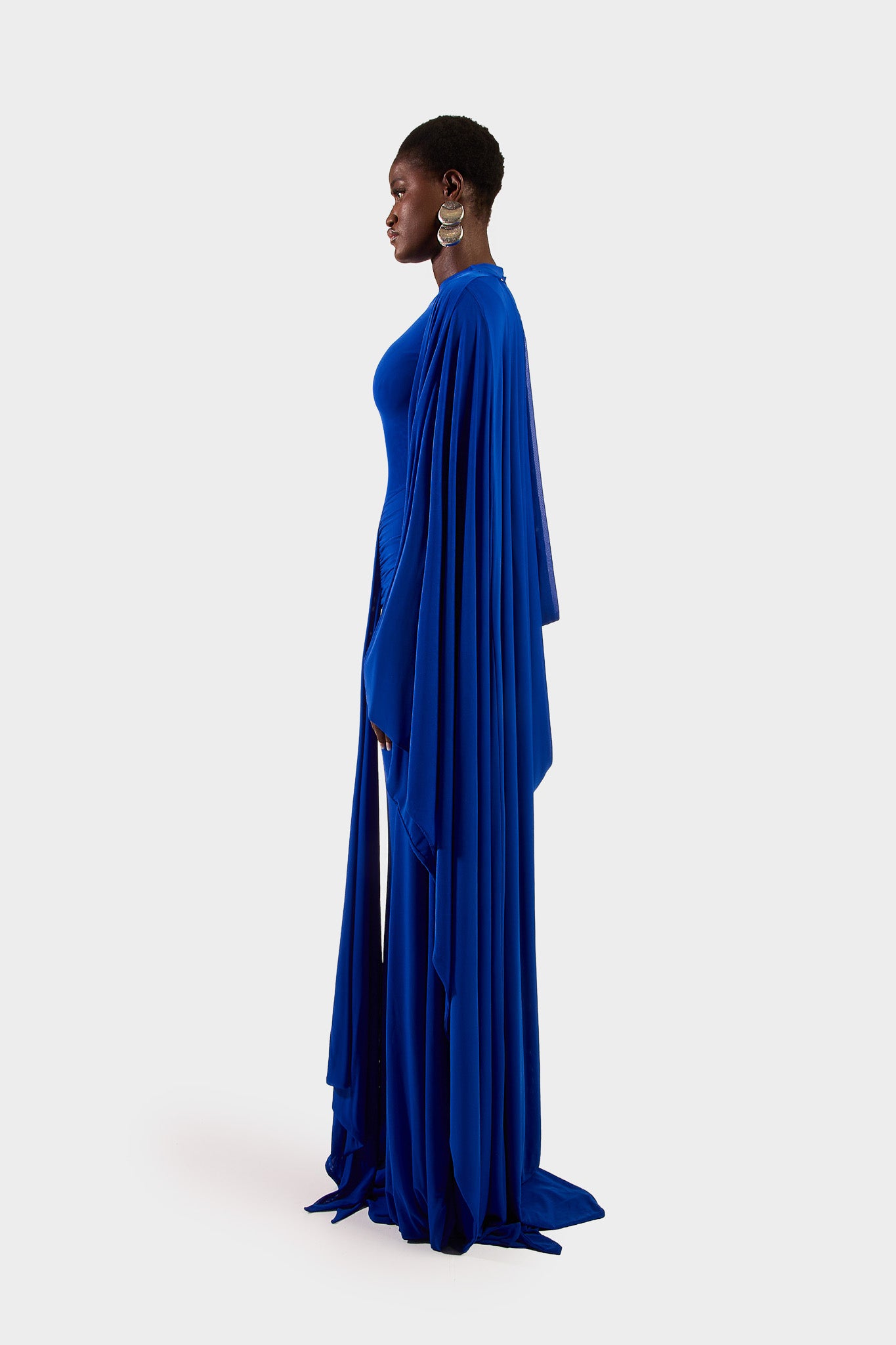 Aluya Mesh Draped Cape - Sapphire