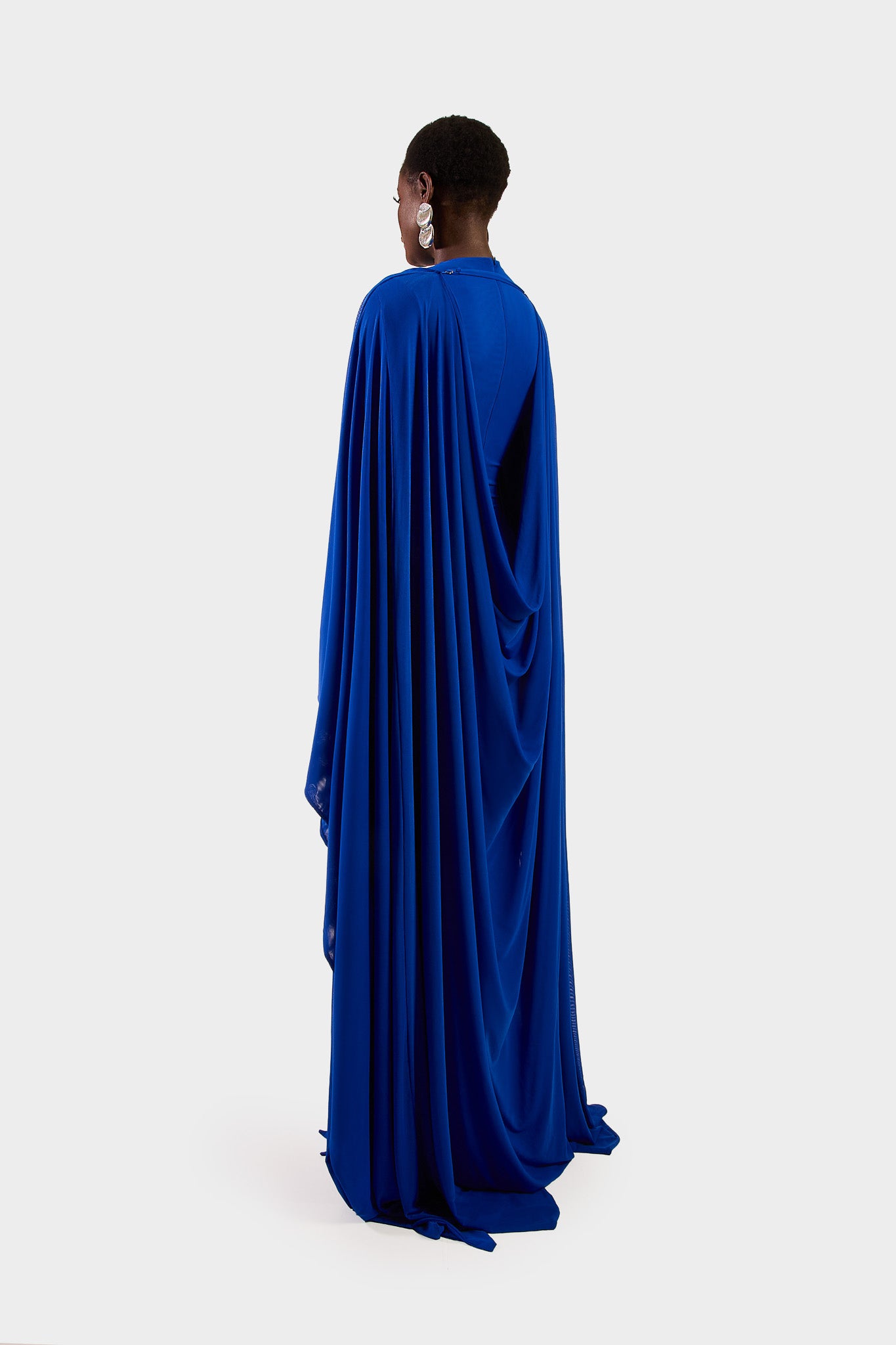 Aluya Mesh Draped Cape - Sapphire
