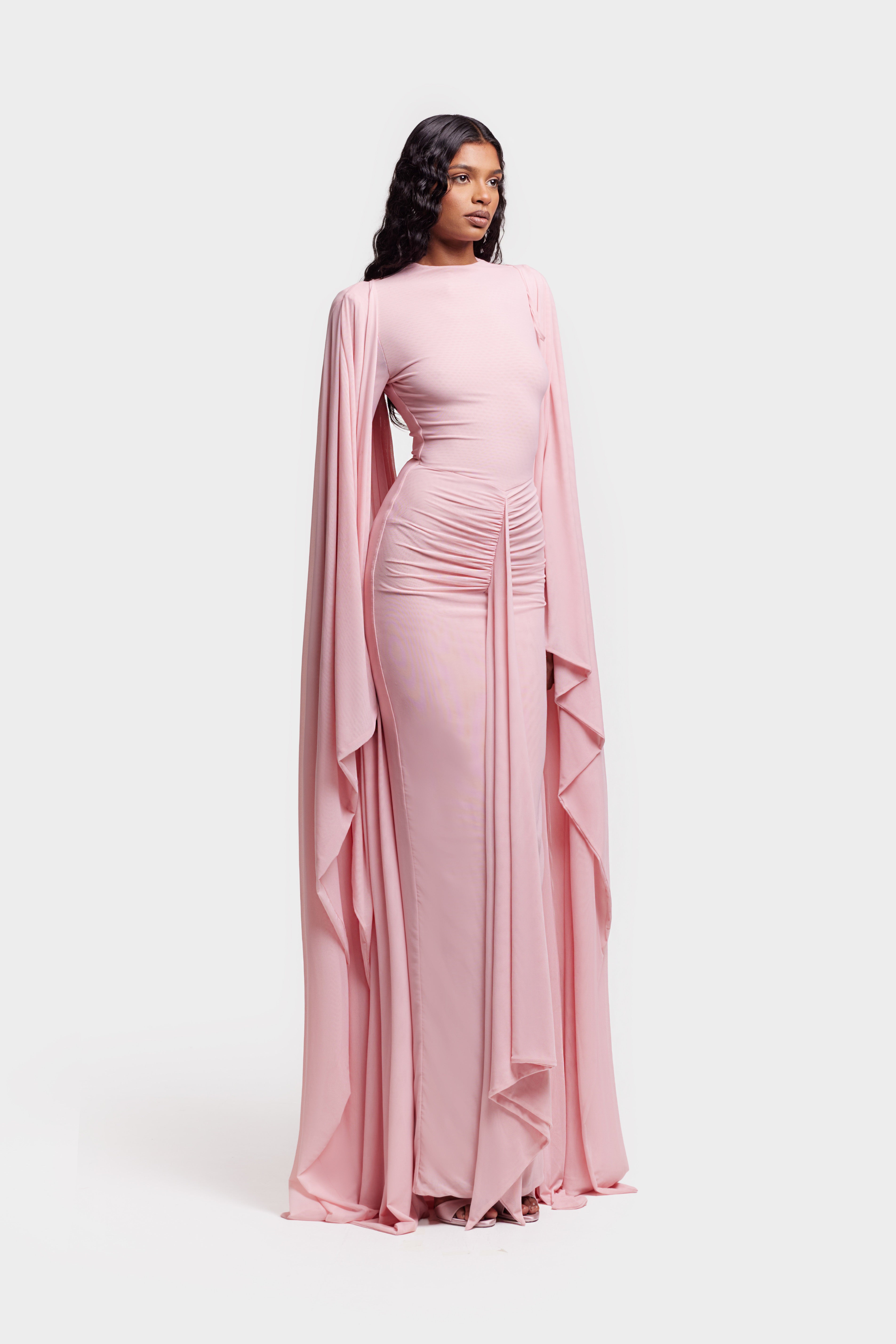 Aluya Mesh Draped Cape - Rose