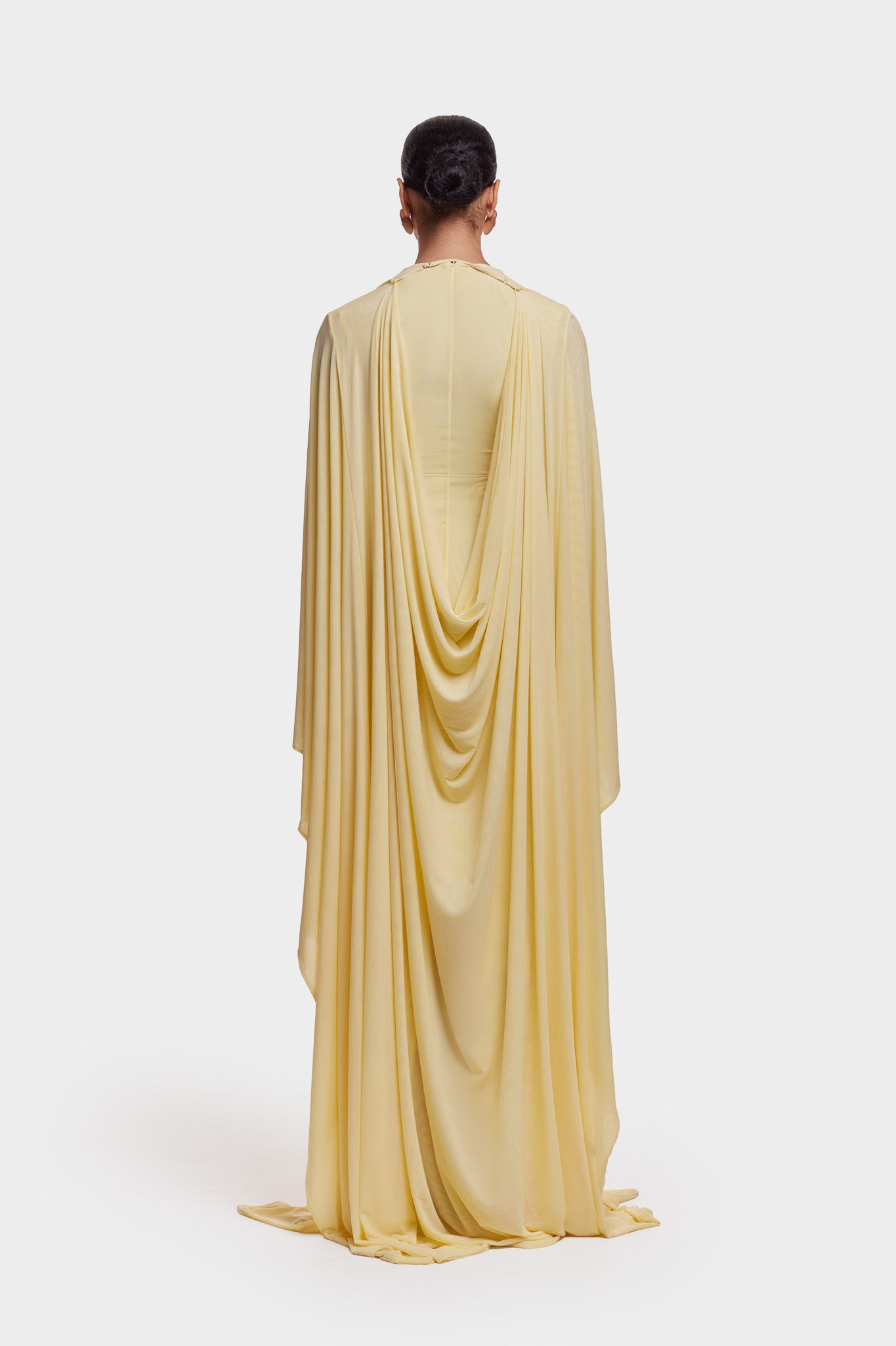 Aluya Mesh Draped Cape - Butter Yellow