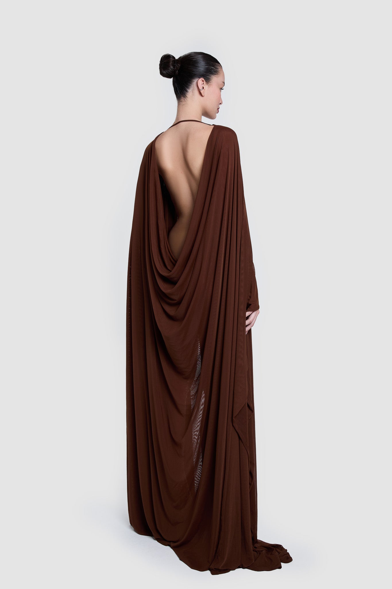 Aluya Mesh Draped Cape - Choc Gelato