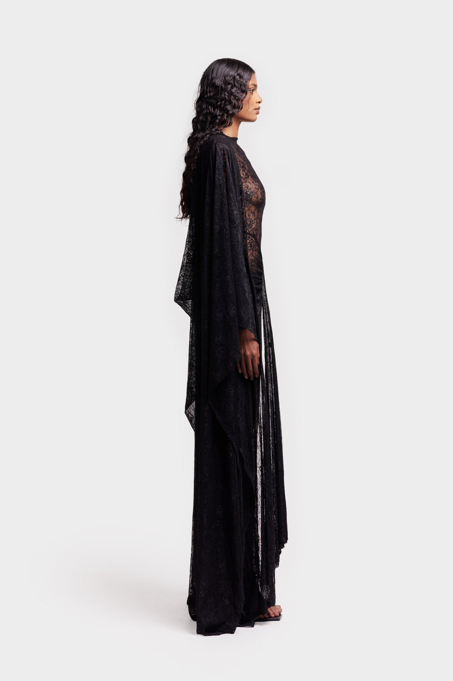 Aluya Lace Draped Cape - Black – BBXBRAND