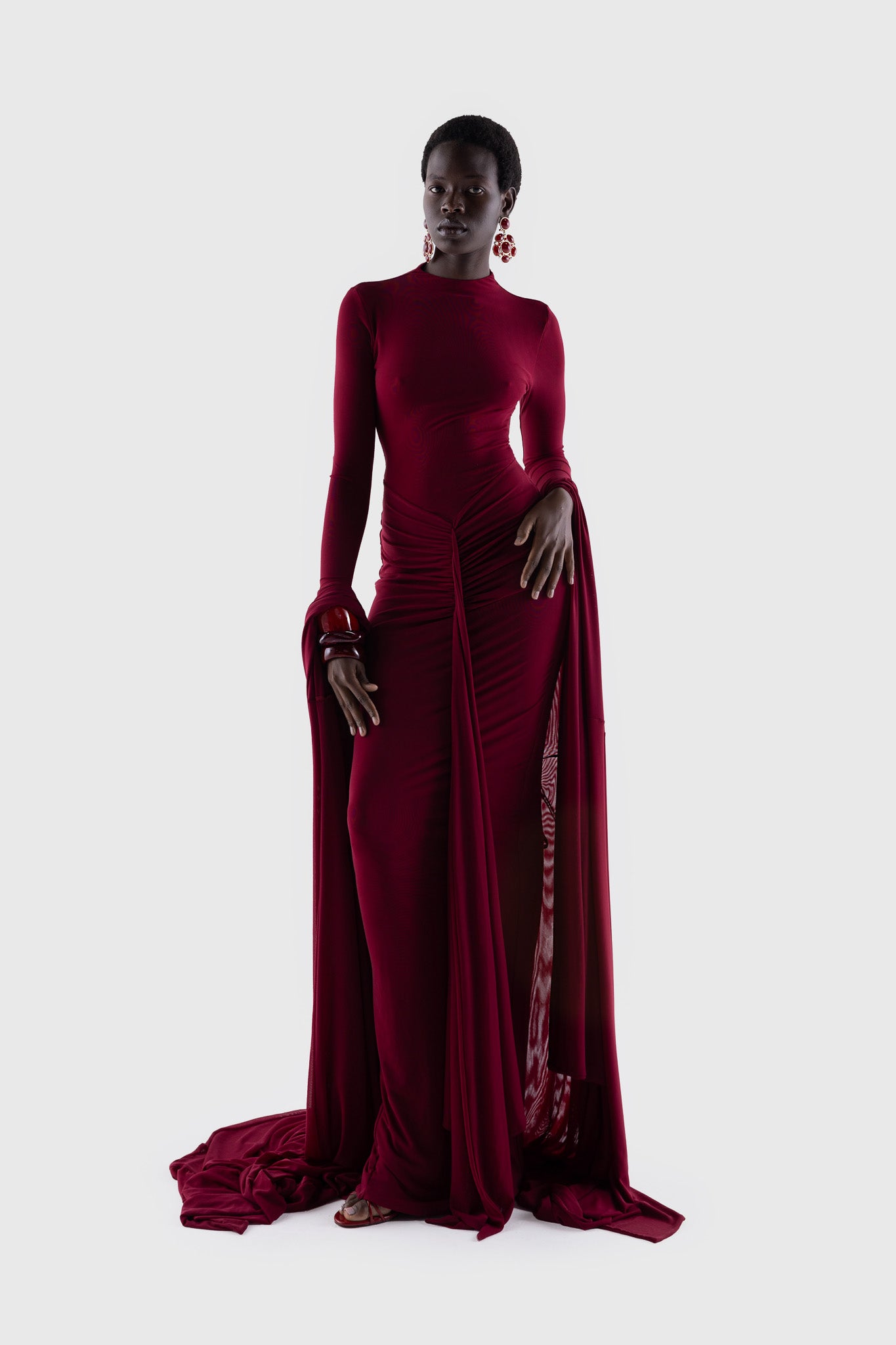 Aluya Mesh Draped Cape - Deep Cherry – BBXBRAND