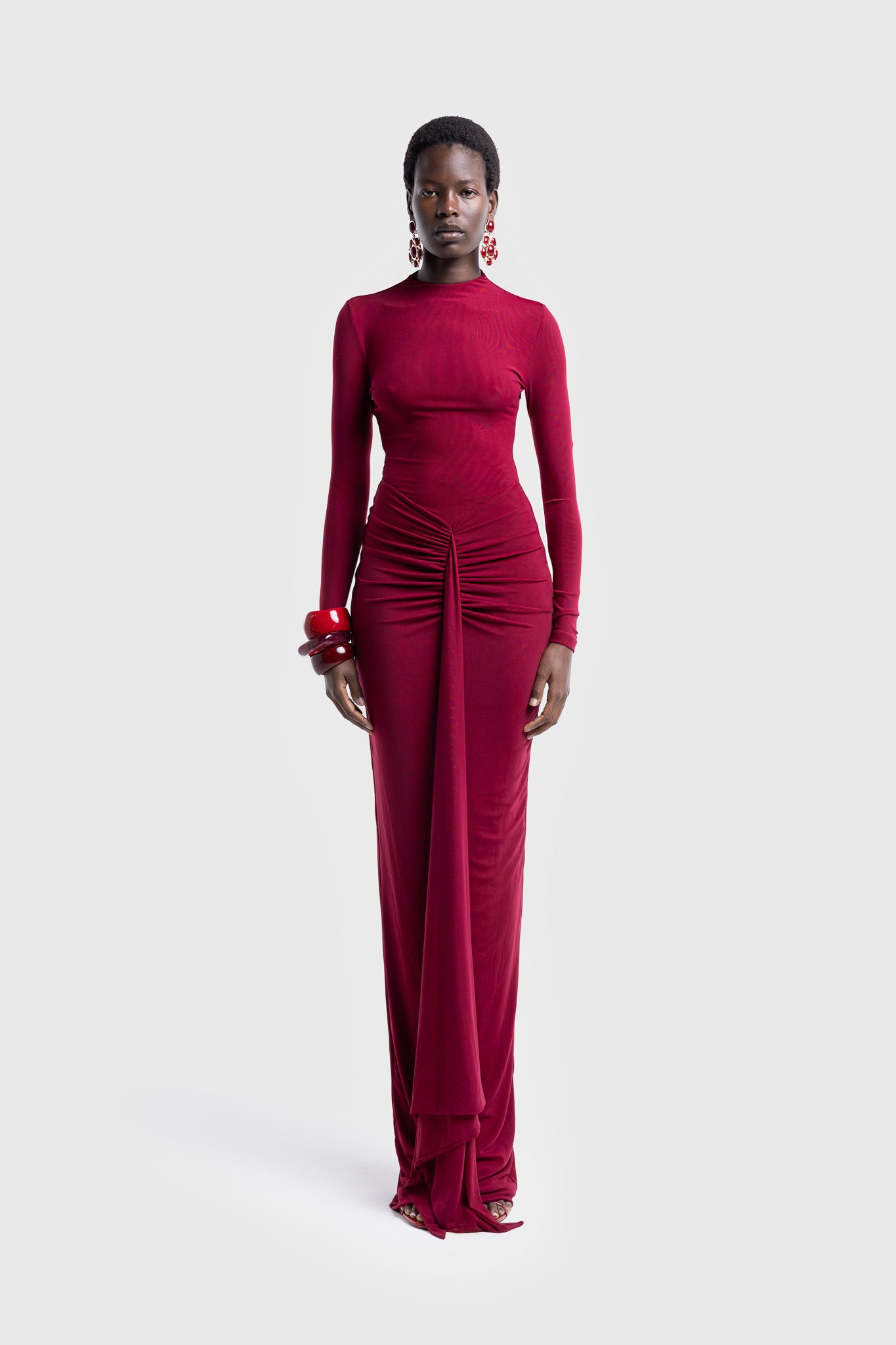 Aluya Mesh Dress - Deep Cherry