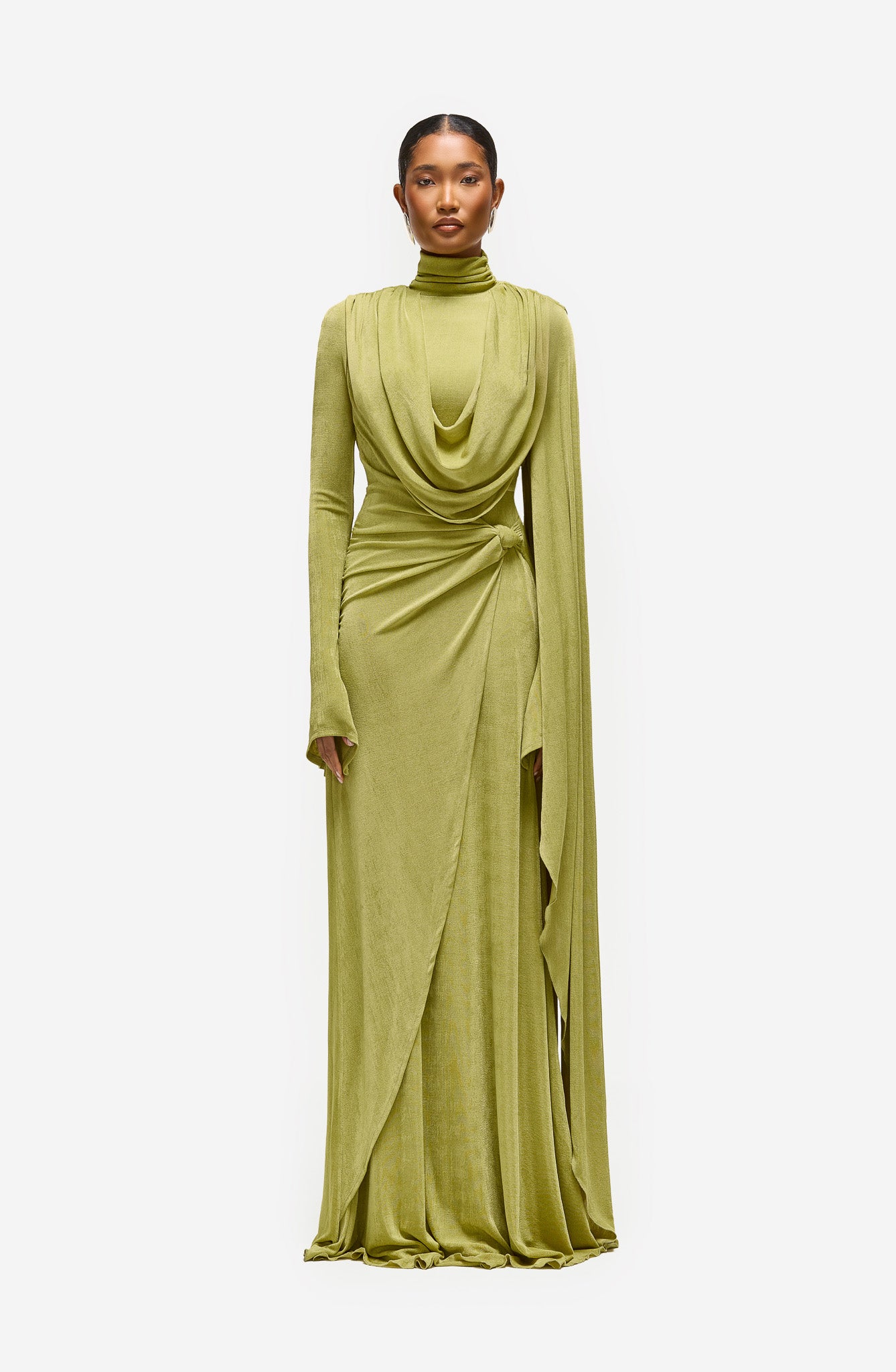 Asymmetric Draped Maxi - Sage