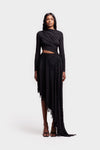 Asymmetric Lace Trim Midi - Black