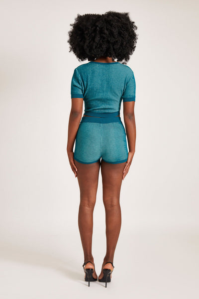 Jacquard Knit Tee - Deep Ocean