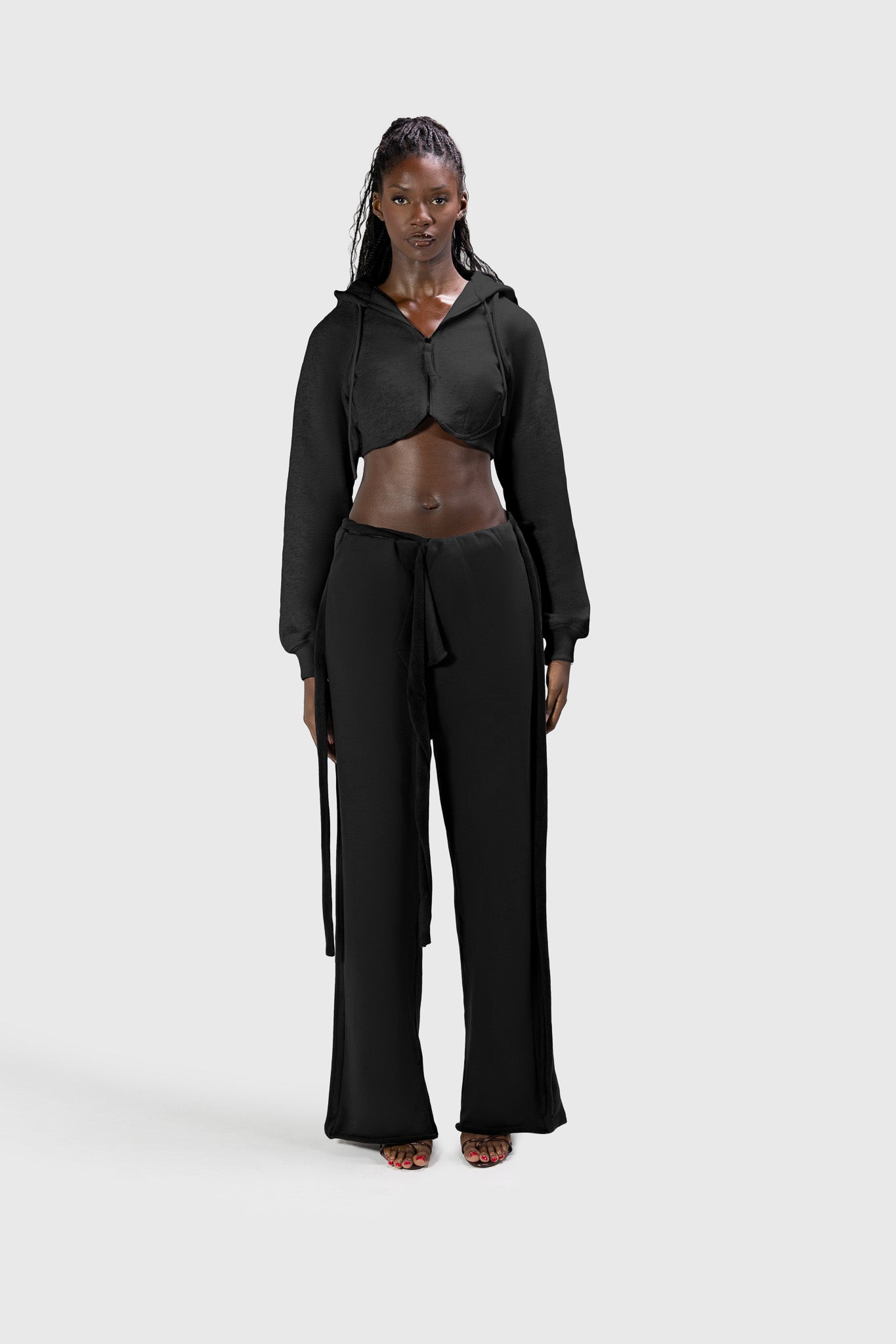 Curve Cropped Hoodie - Black