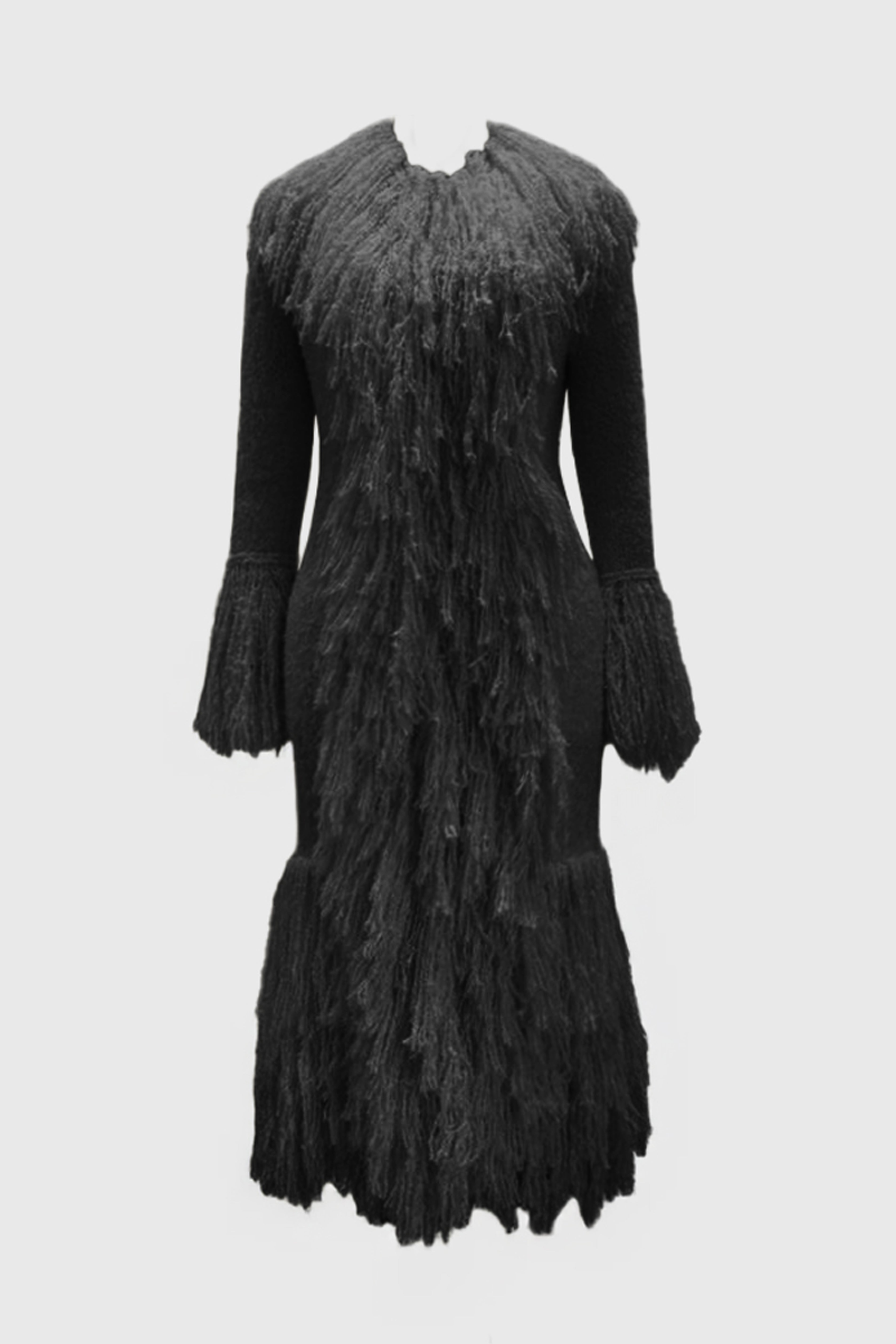 PRE ORDER Knitted Alpaca Fur Coat - Black