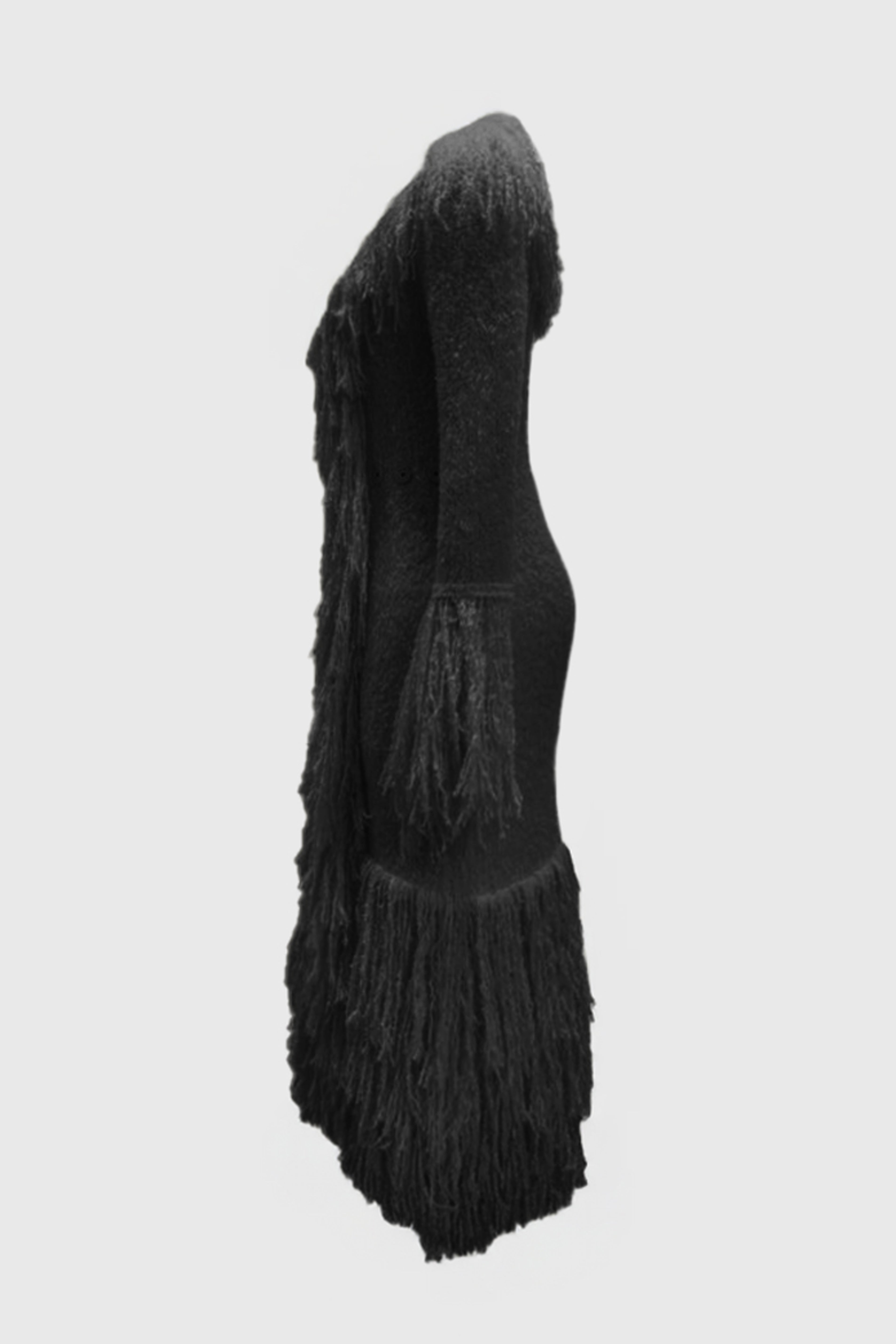 PRE ORDER Knitted Alpaca Fur Coat - Black