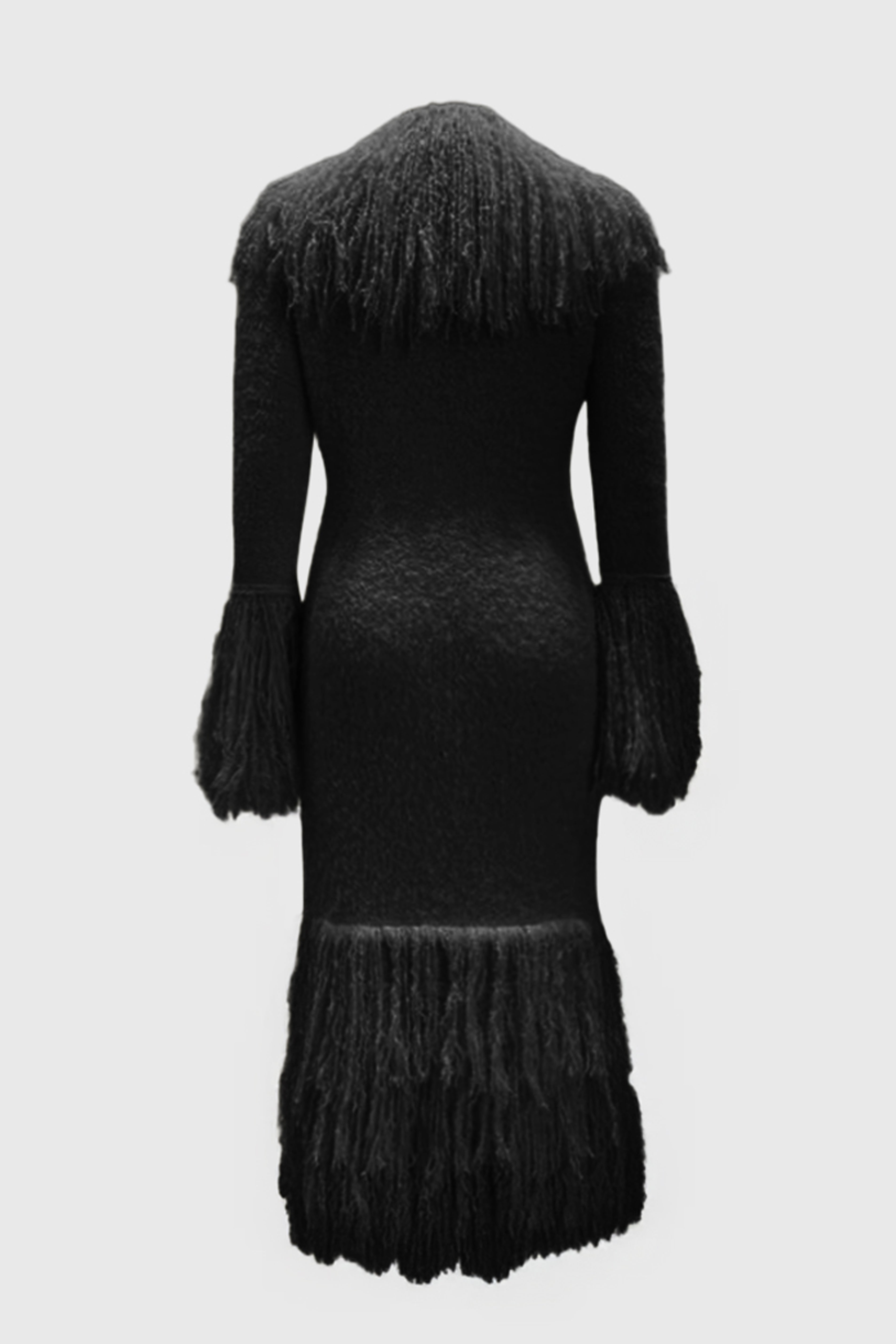 PRE ORDER Knitted Alpaca Fur Coat - Black
