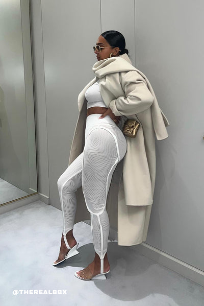 Stirrup Mesh Legging Pants - Yacht White