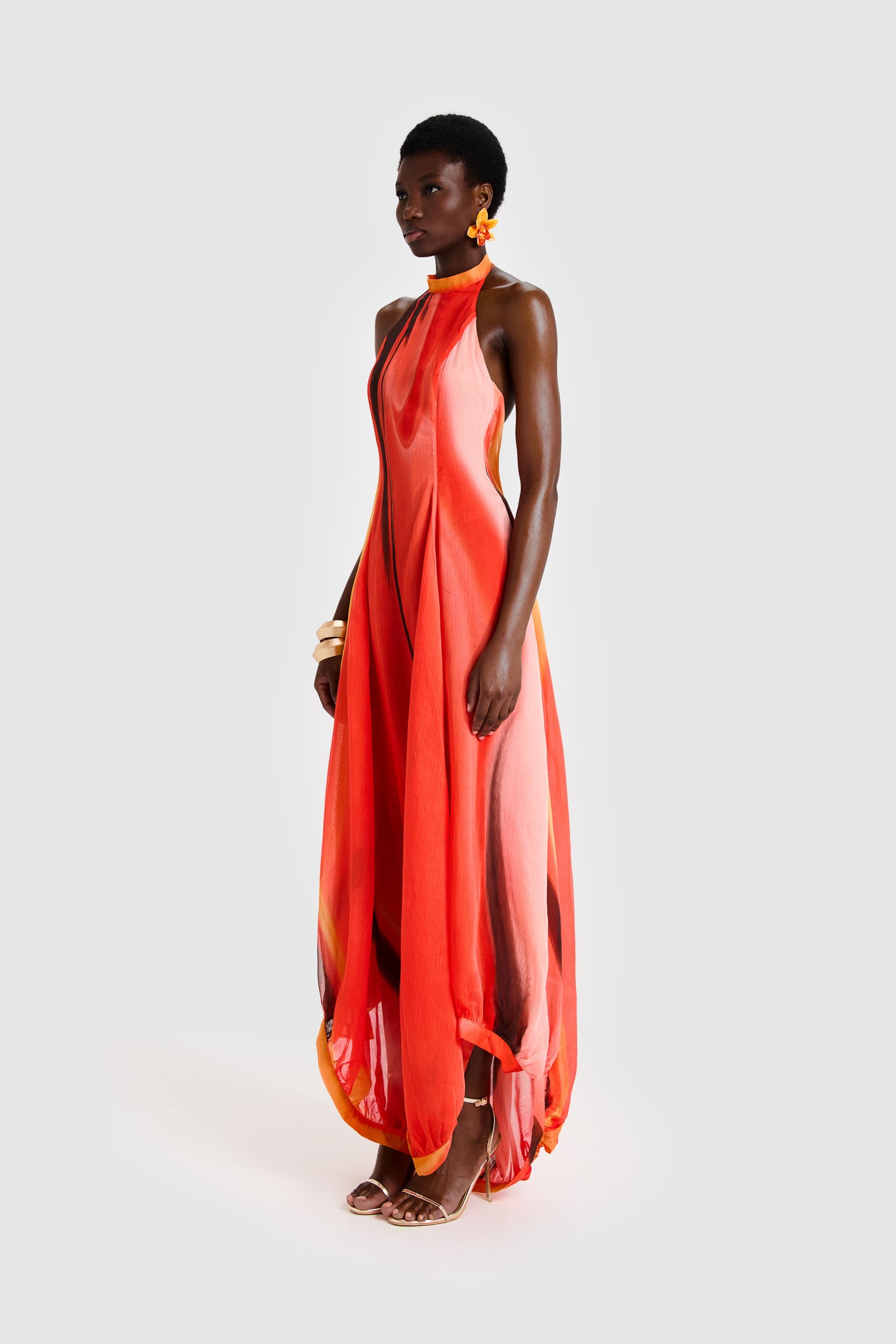 ワンピース yilon luxury balloon dress Leuessa Gold Dress with Pink Details and Overskirt - Blini