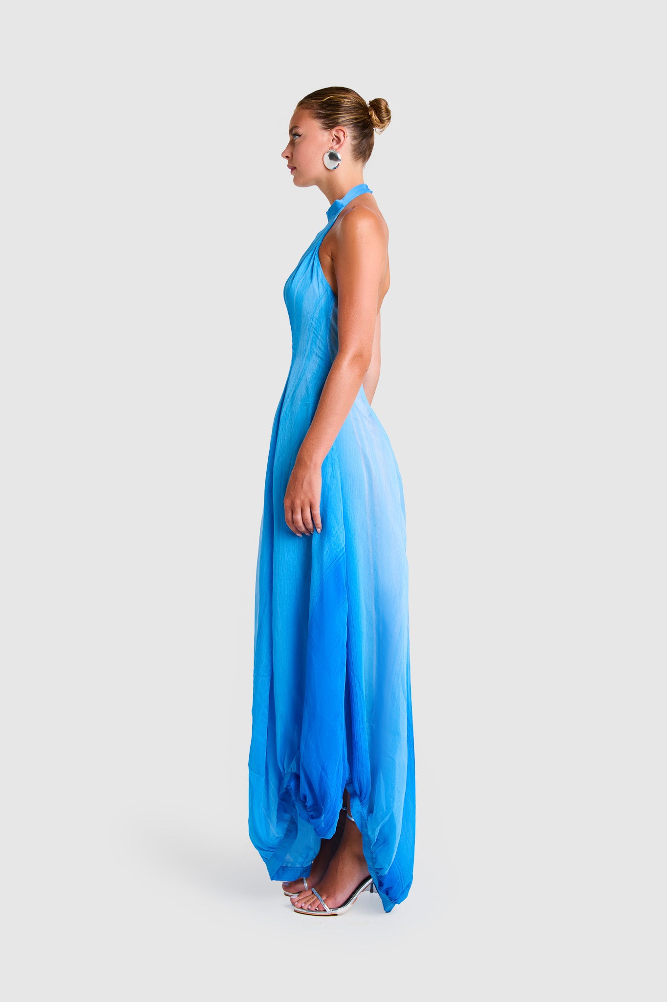Chiffon Balloon Maxi - Sky Print
