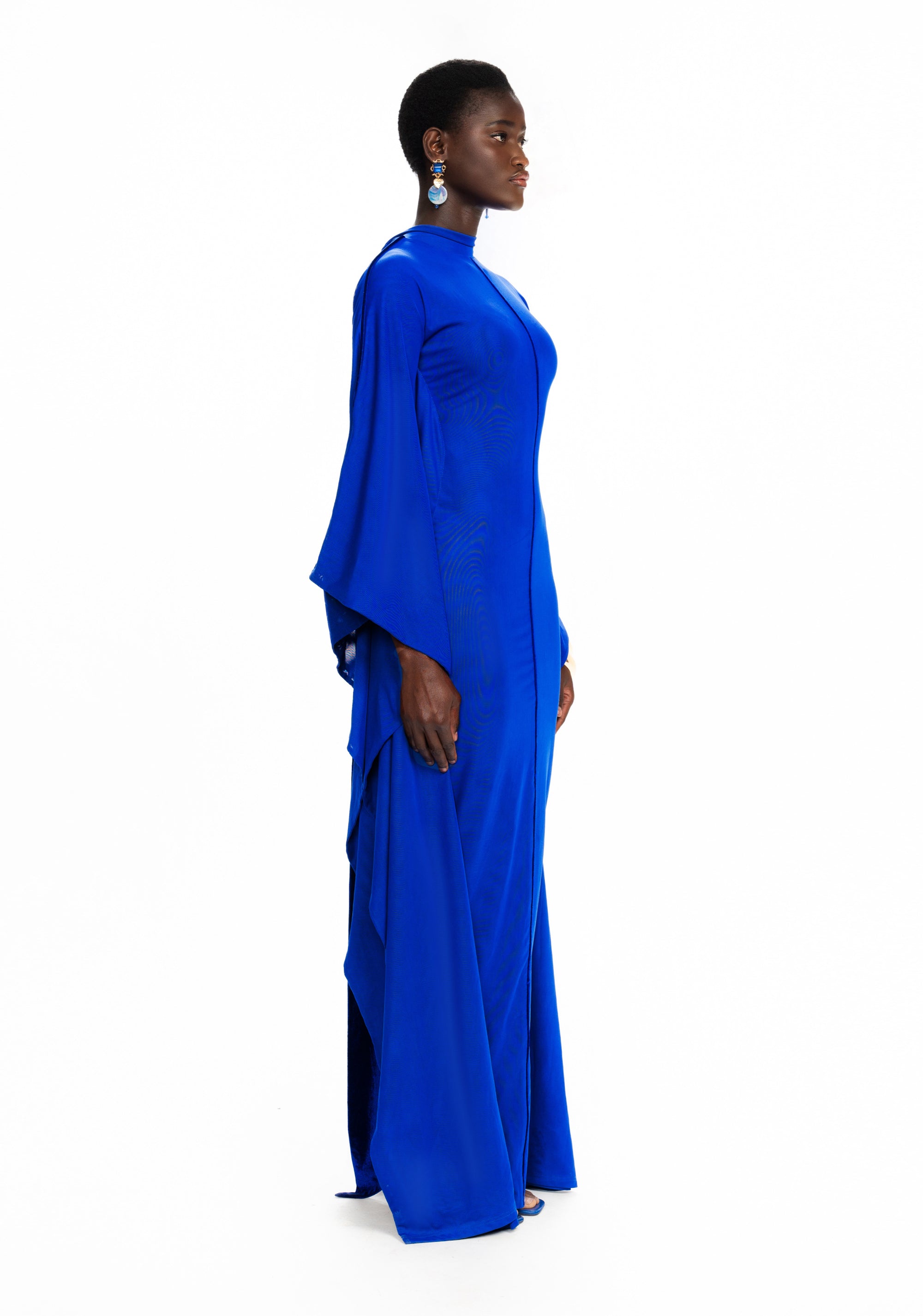 Mesh Batwing Gown Sapphire