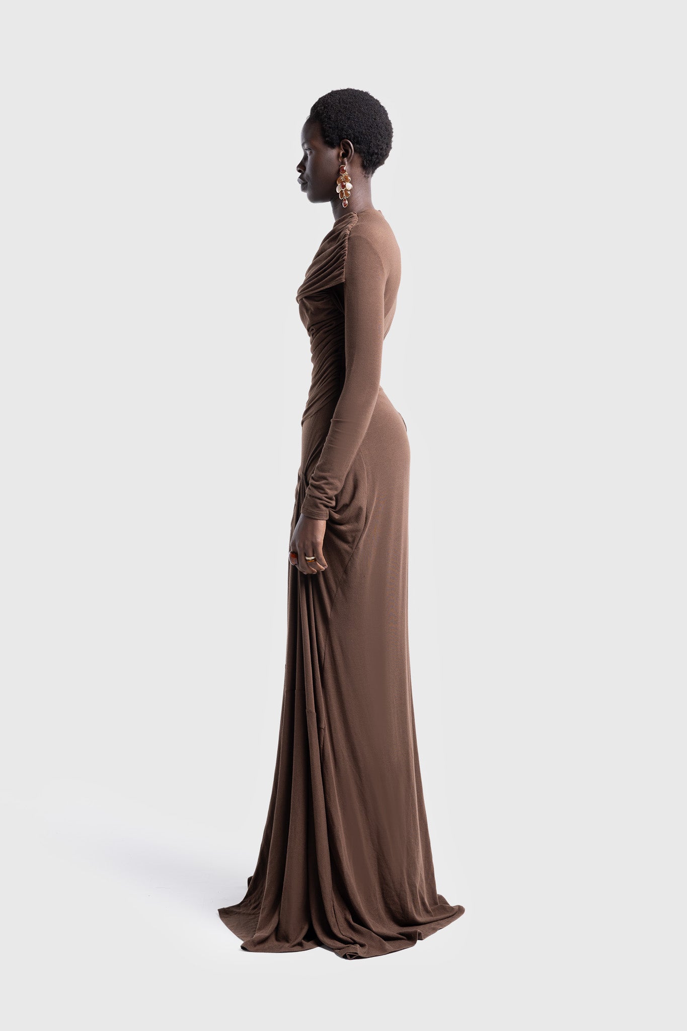 Waterfall Draped Maxi - Deep Brown