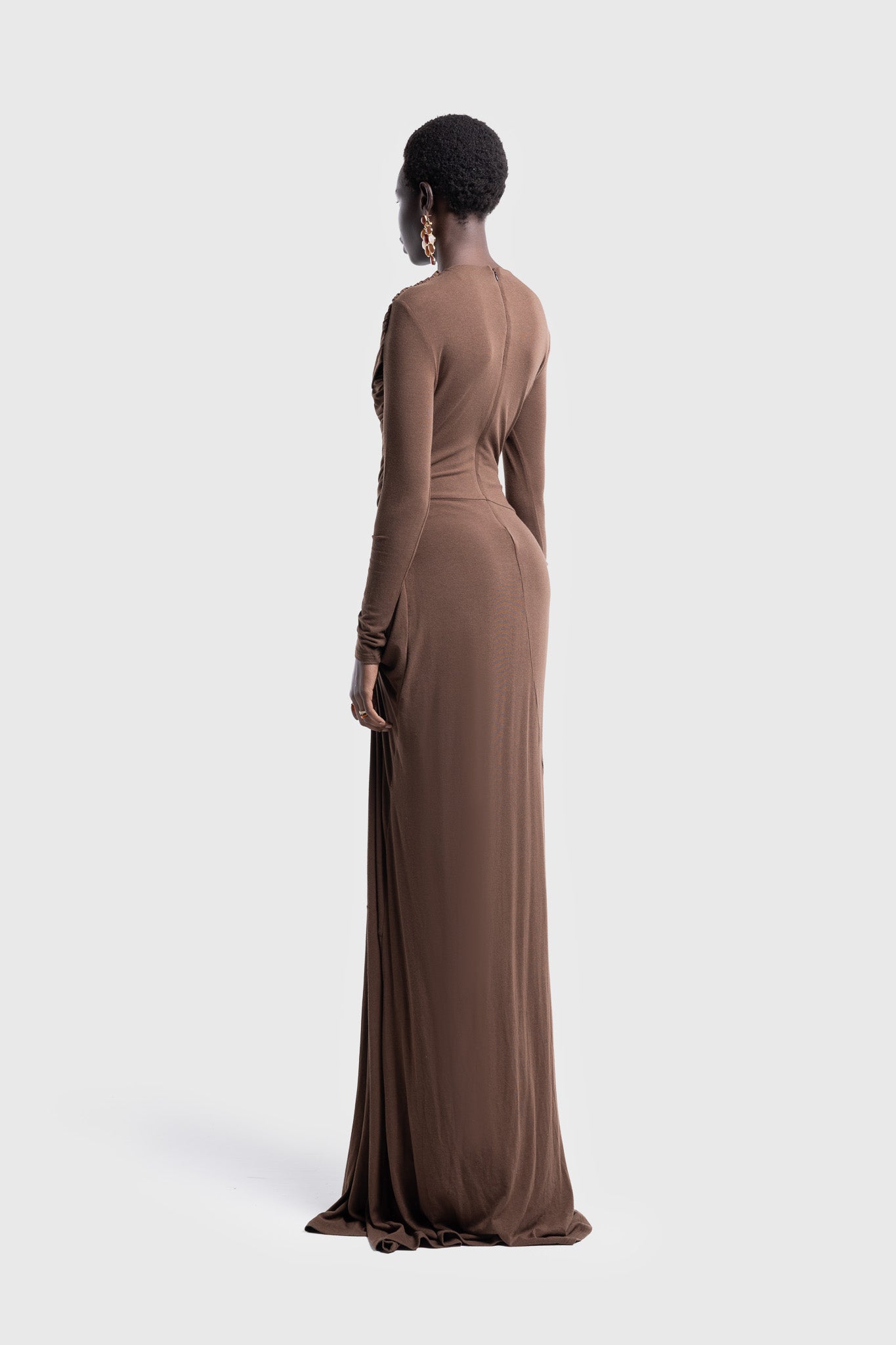 Waterfall Draped Maxi - Deep Brown