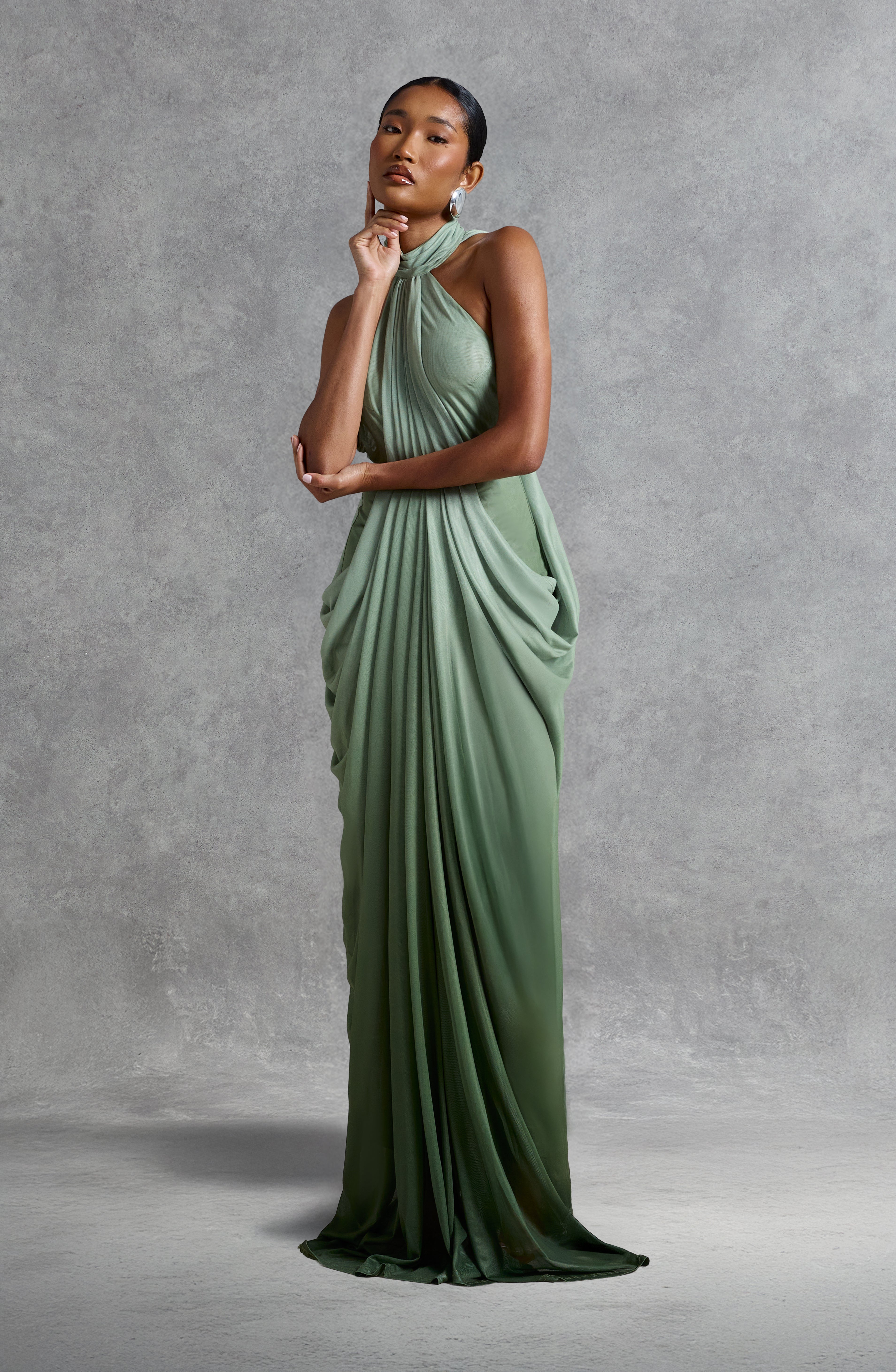 Waterfall Draped Open Back - Forest Ombre