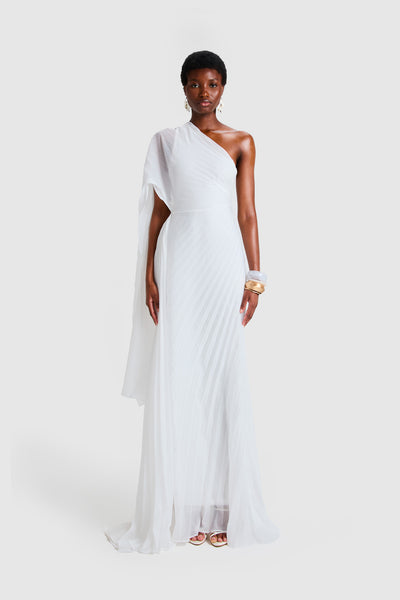 Chiffon Pleated Asymmetric Maxi