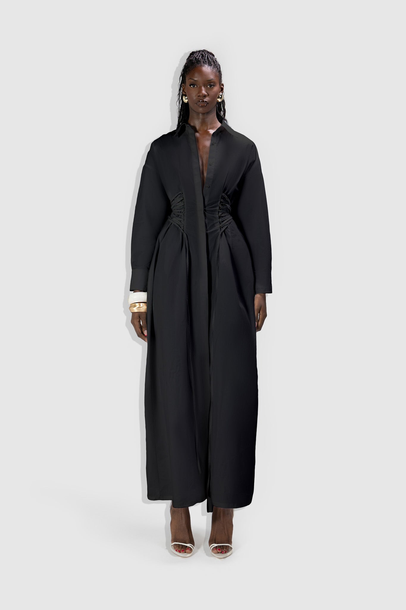 Corset Maxi Shirt - Black