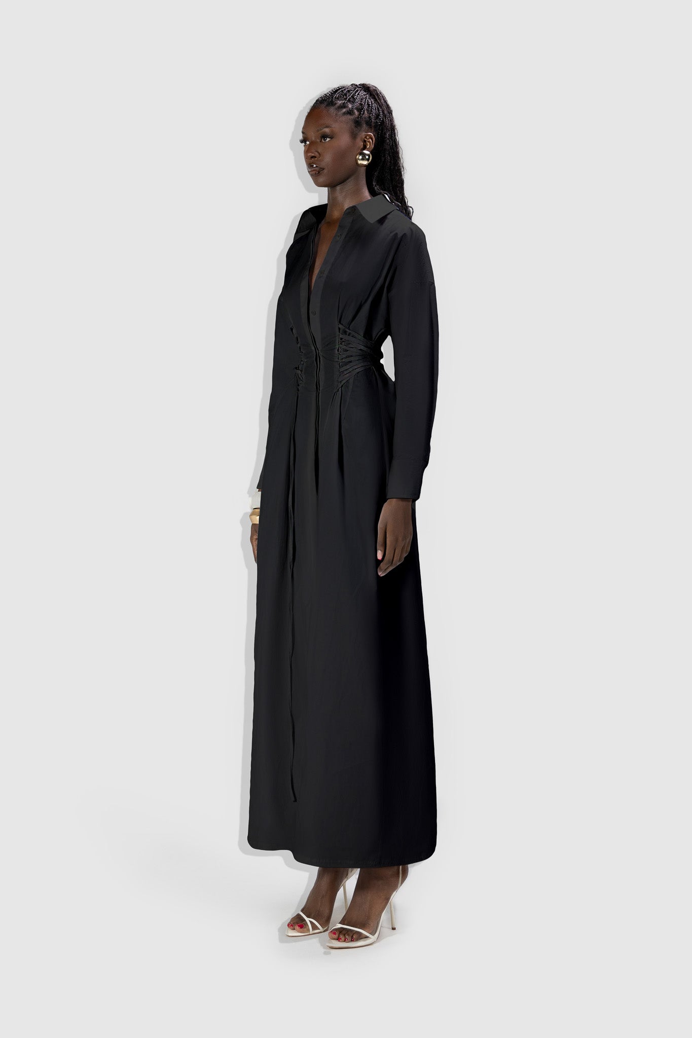 Corset Maxi Shirt - Black