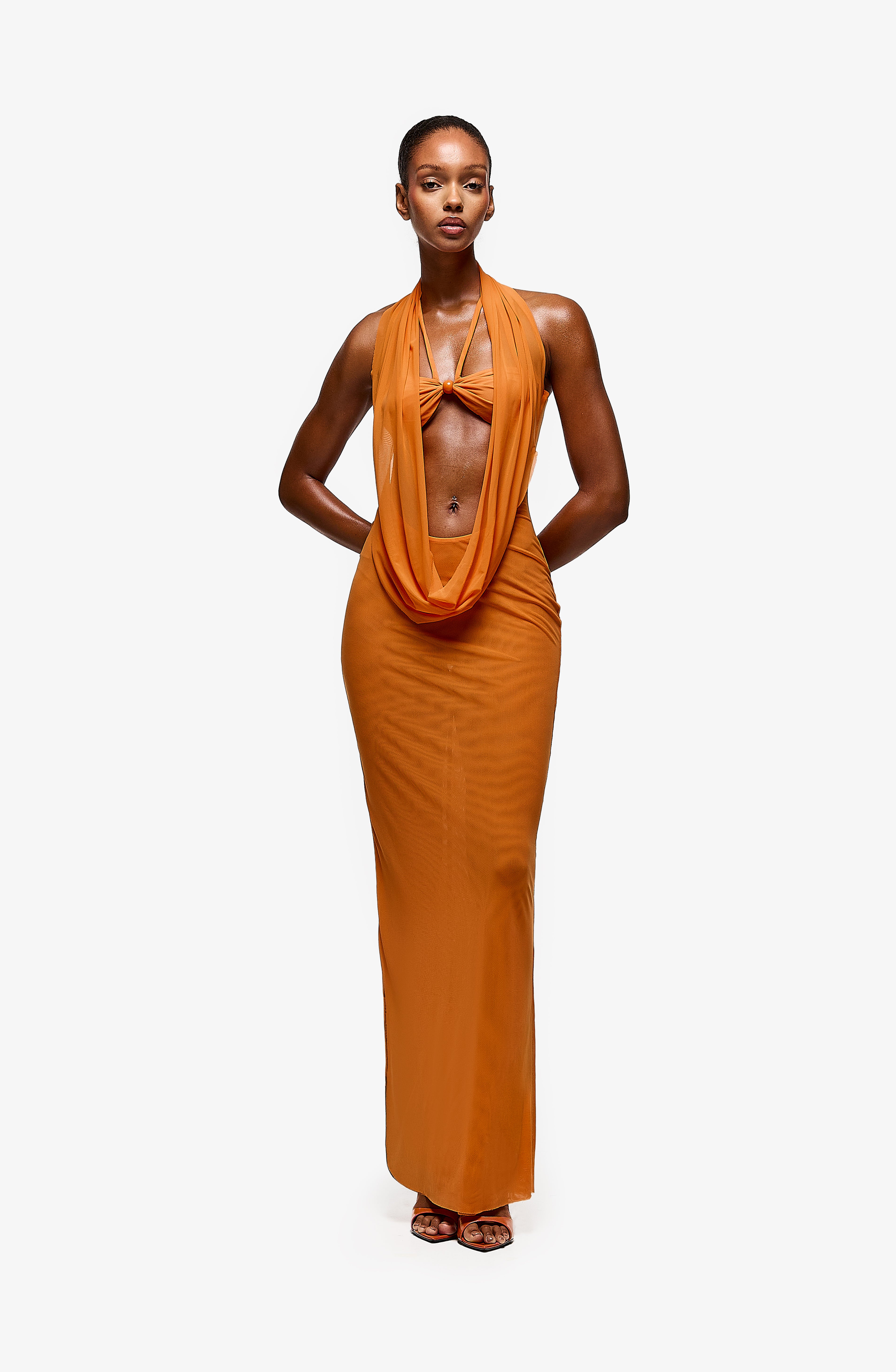 Valen Draped Coverup - Tangelo