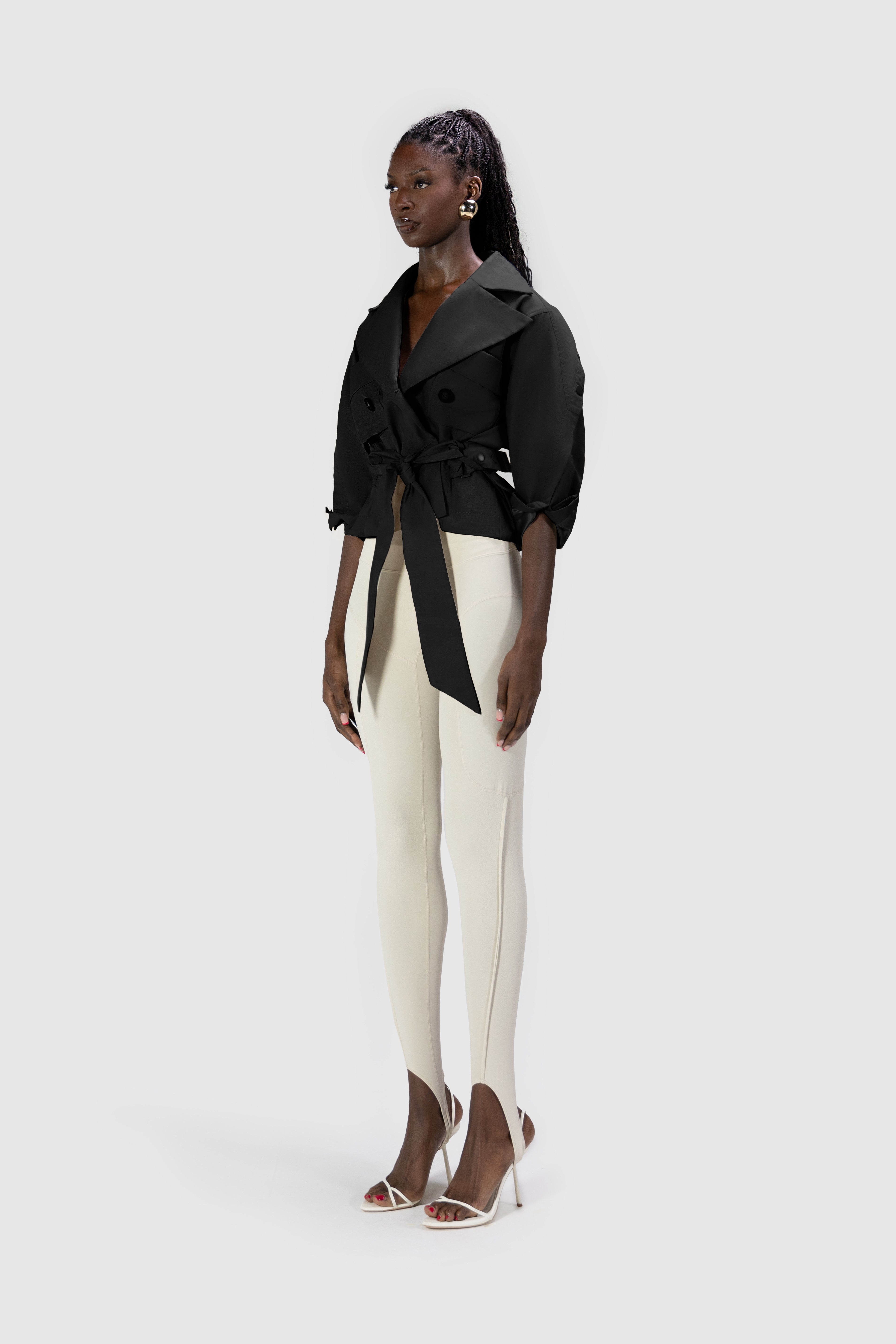 Cropped Tech Mac Jacket - Black