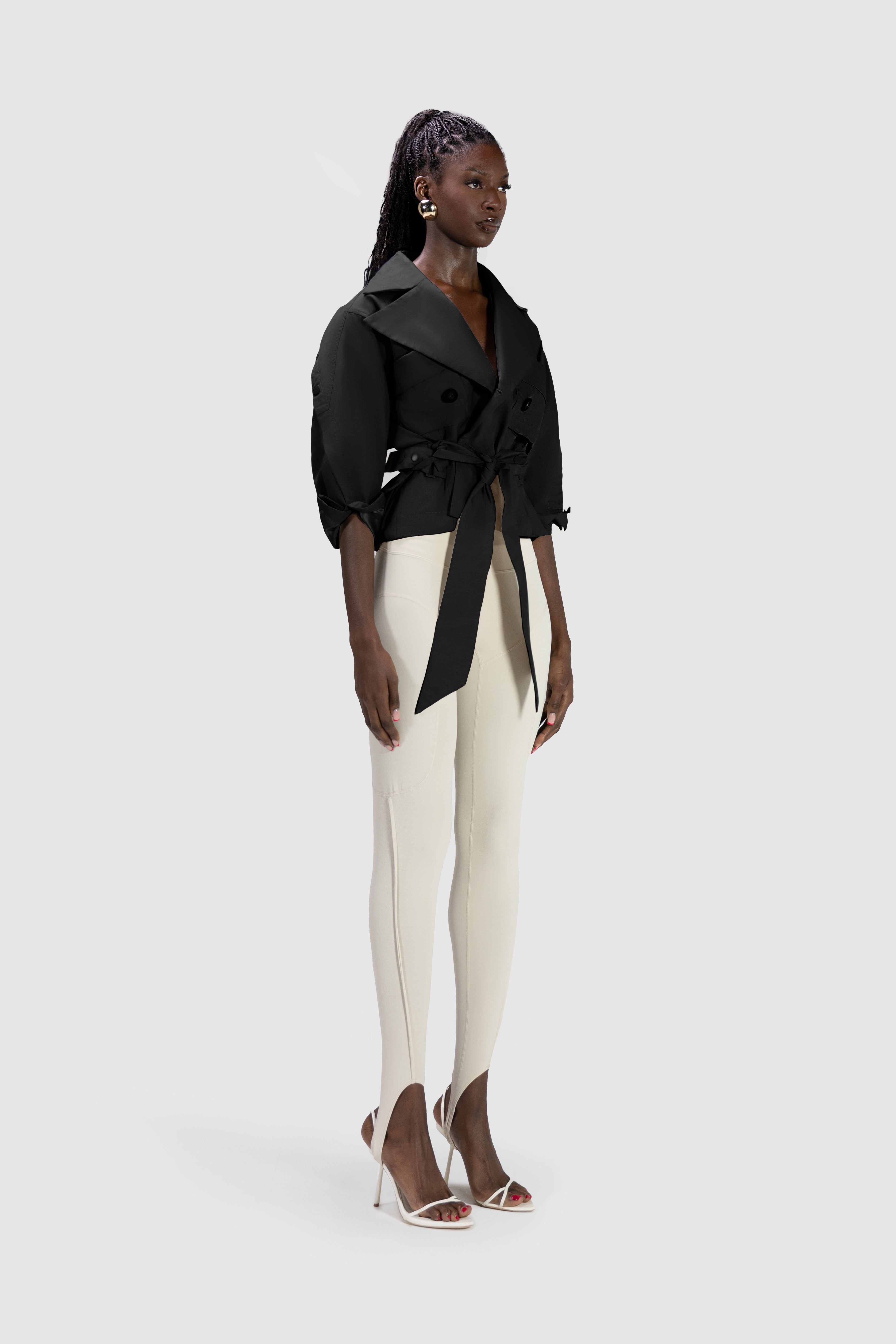 Cropped Tech Mac Jacket - Black