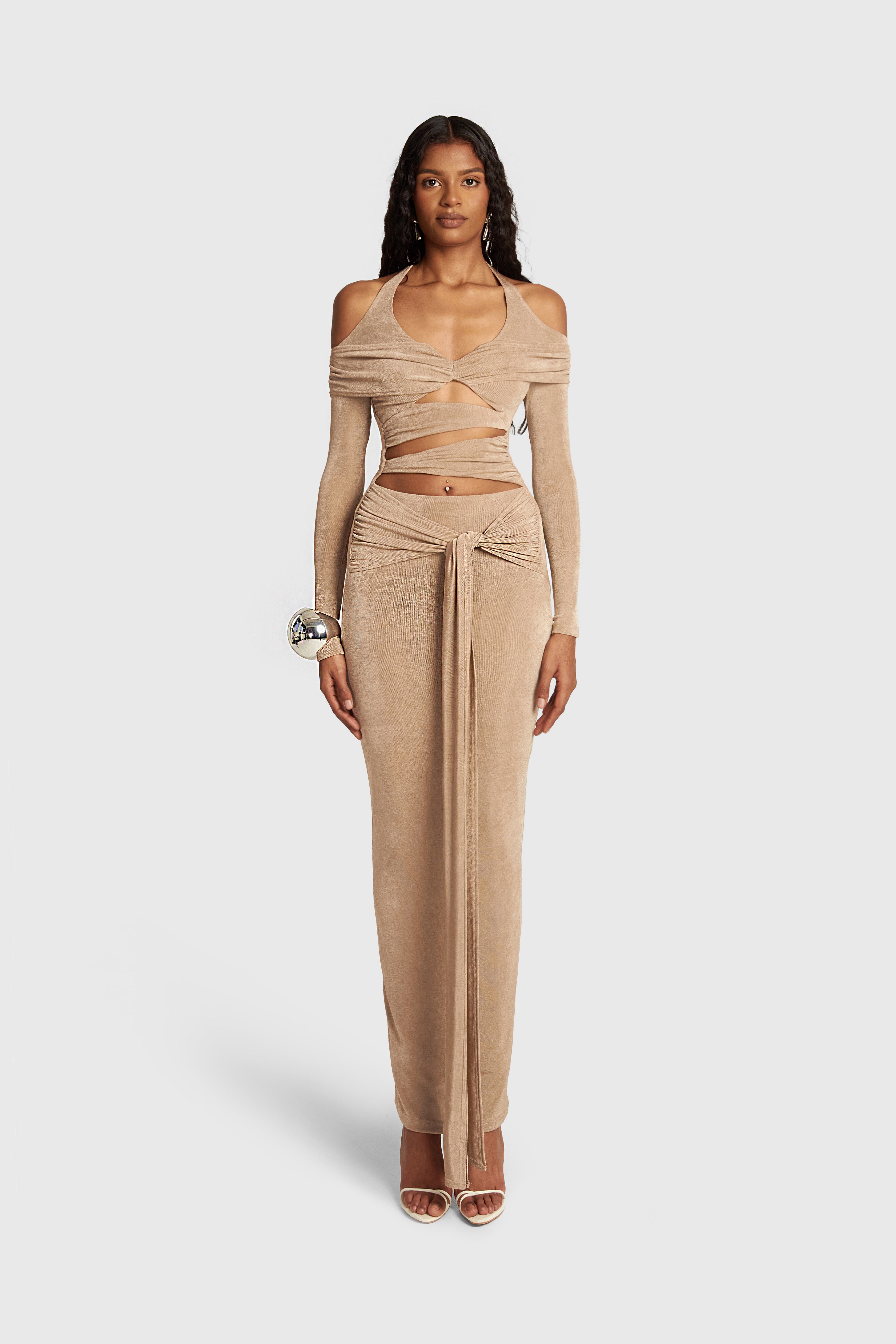 Cut Out Halter Maxi - Champagne