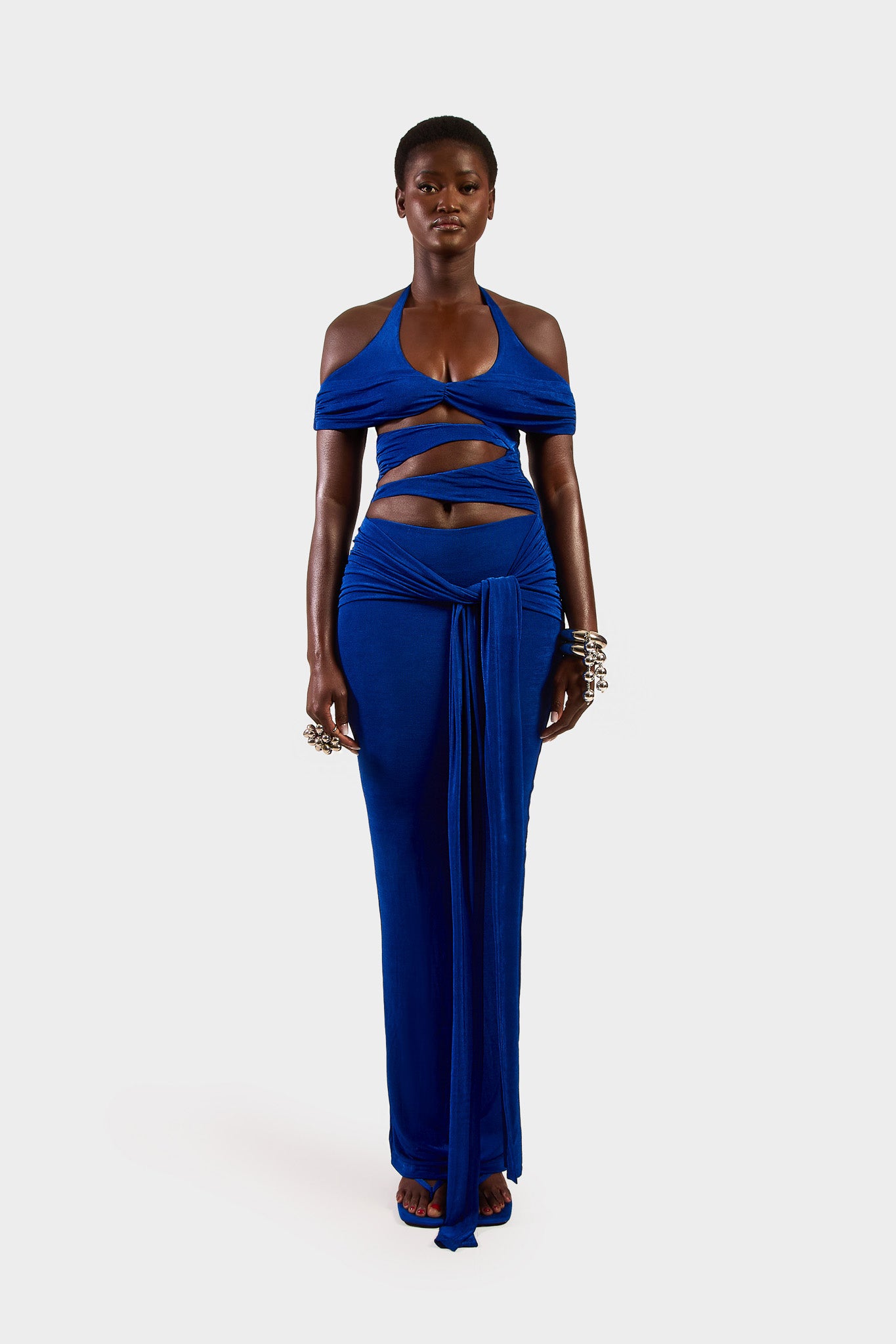 Cut Out Halter Dress - Sapphire