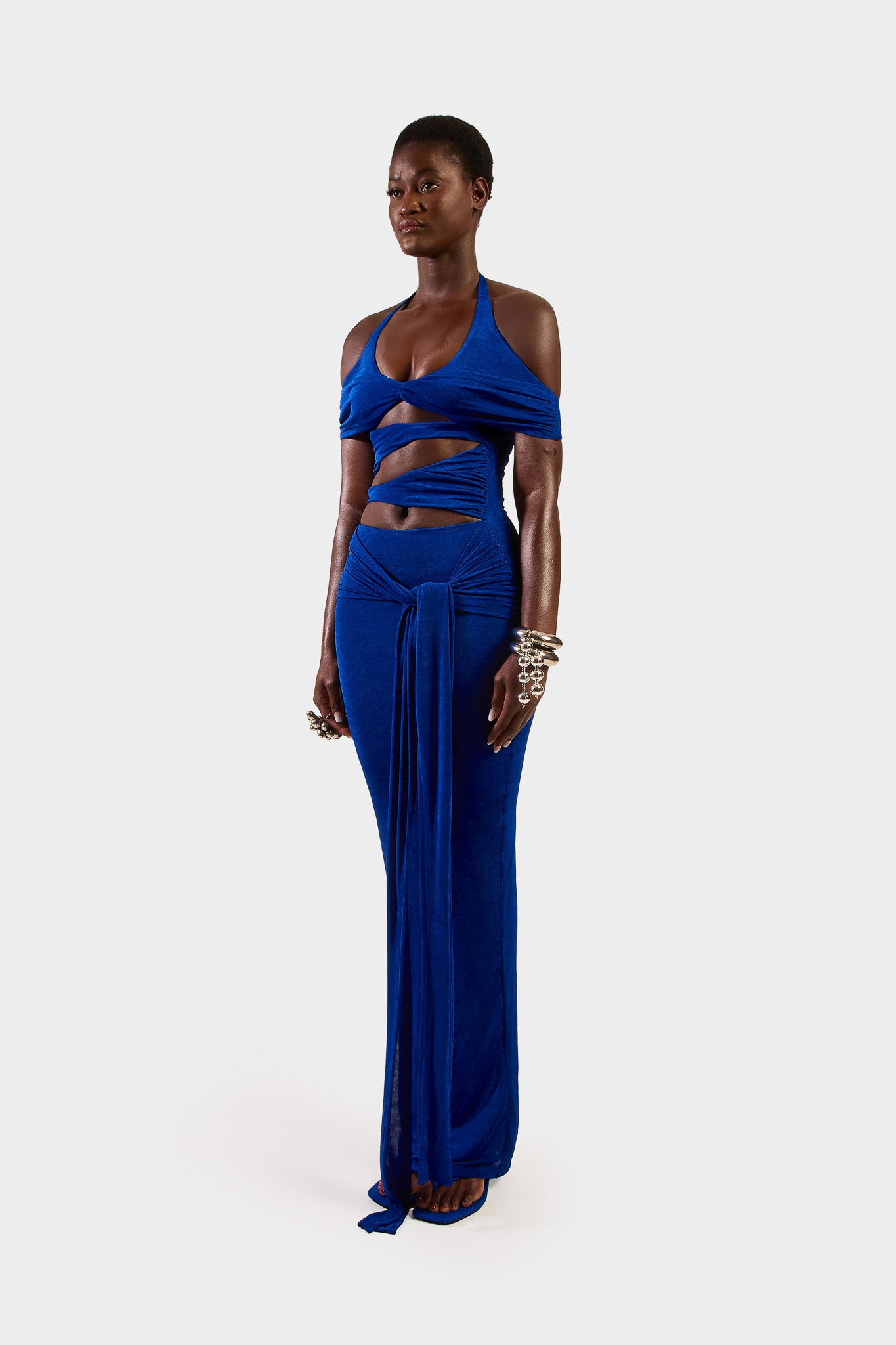 Cut Out Halter Dress - Sapphire