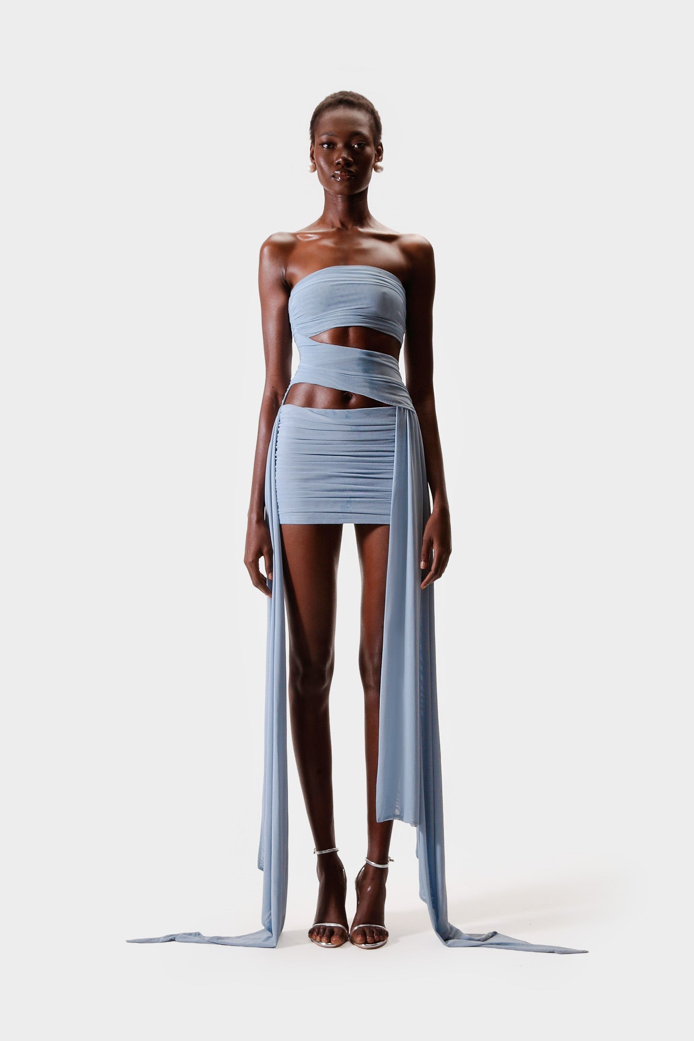 Ruched Cut Out Mini - Clear Sky