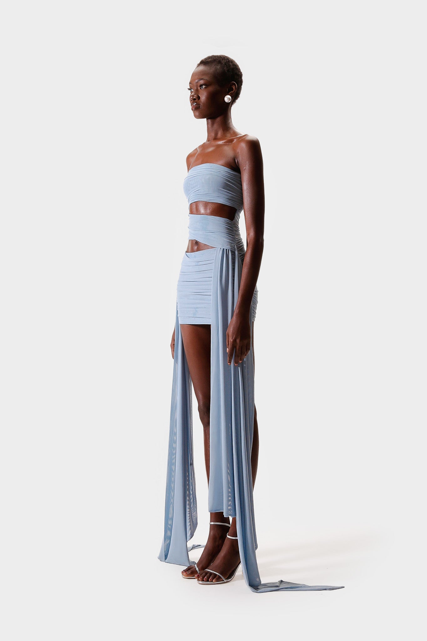Ruched Cut Out Mini - Clear Sky