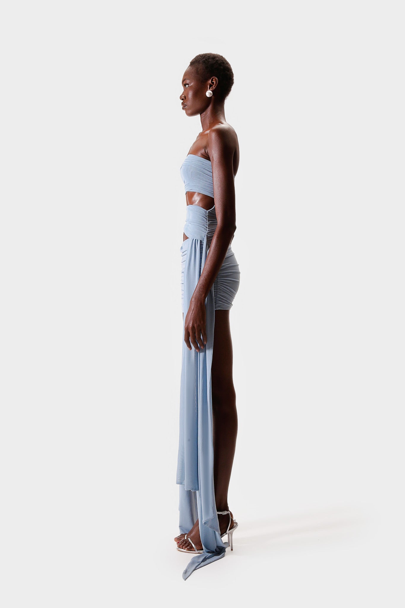 Ruched Cut Out Mini - Clear Sky