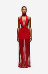 Cut Out Tassel Dress - Pepper Red