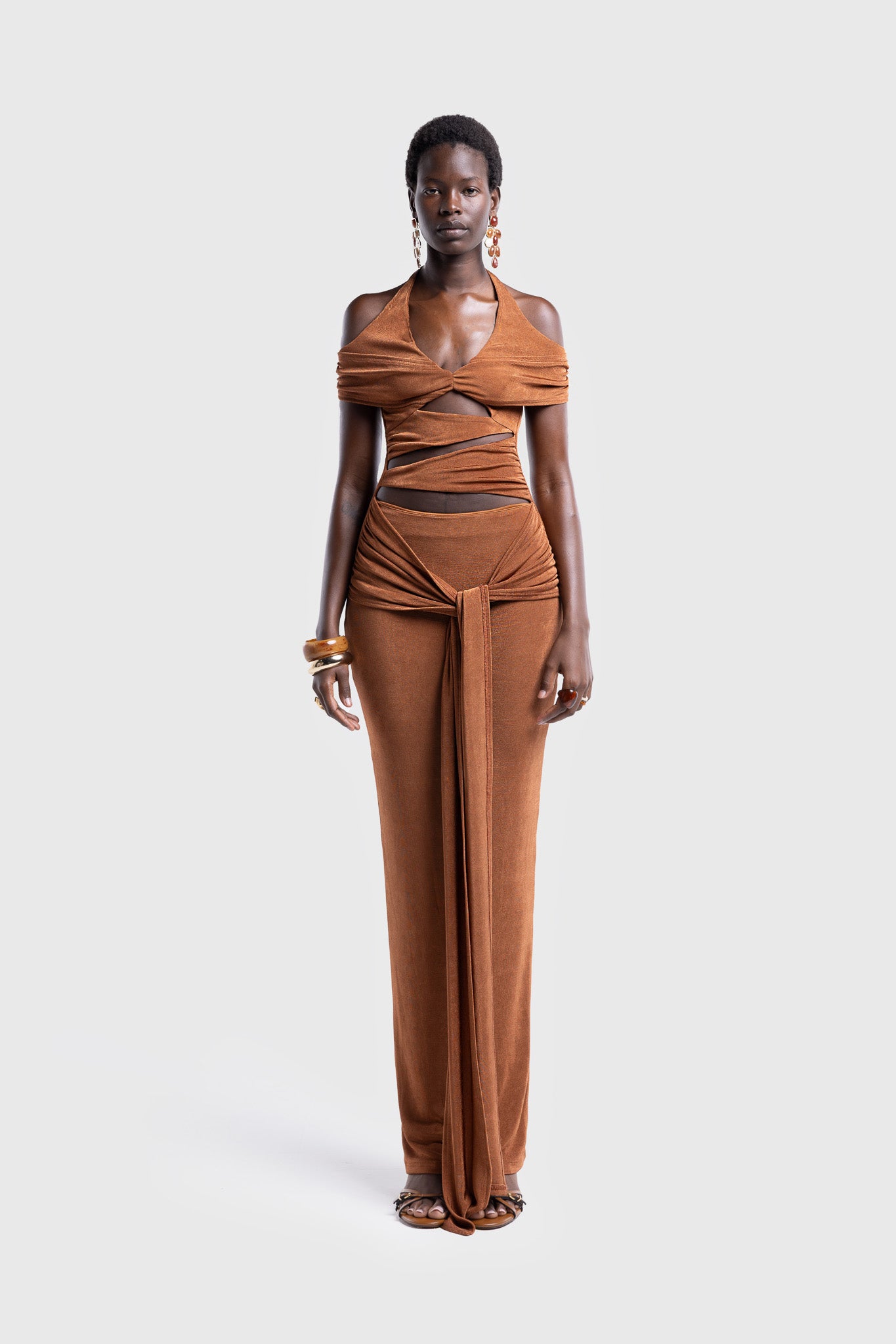 Cut Out Halter Maxi - Spiced Latte