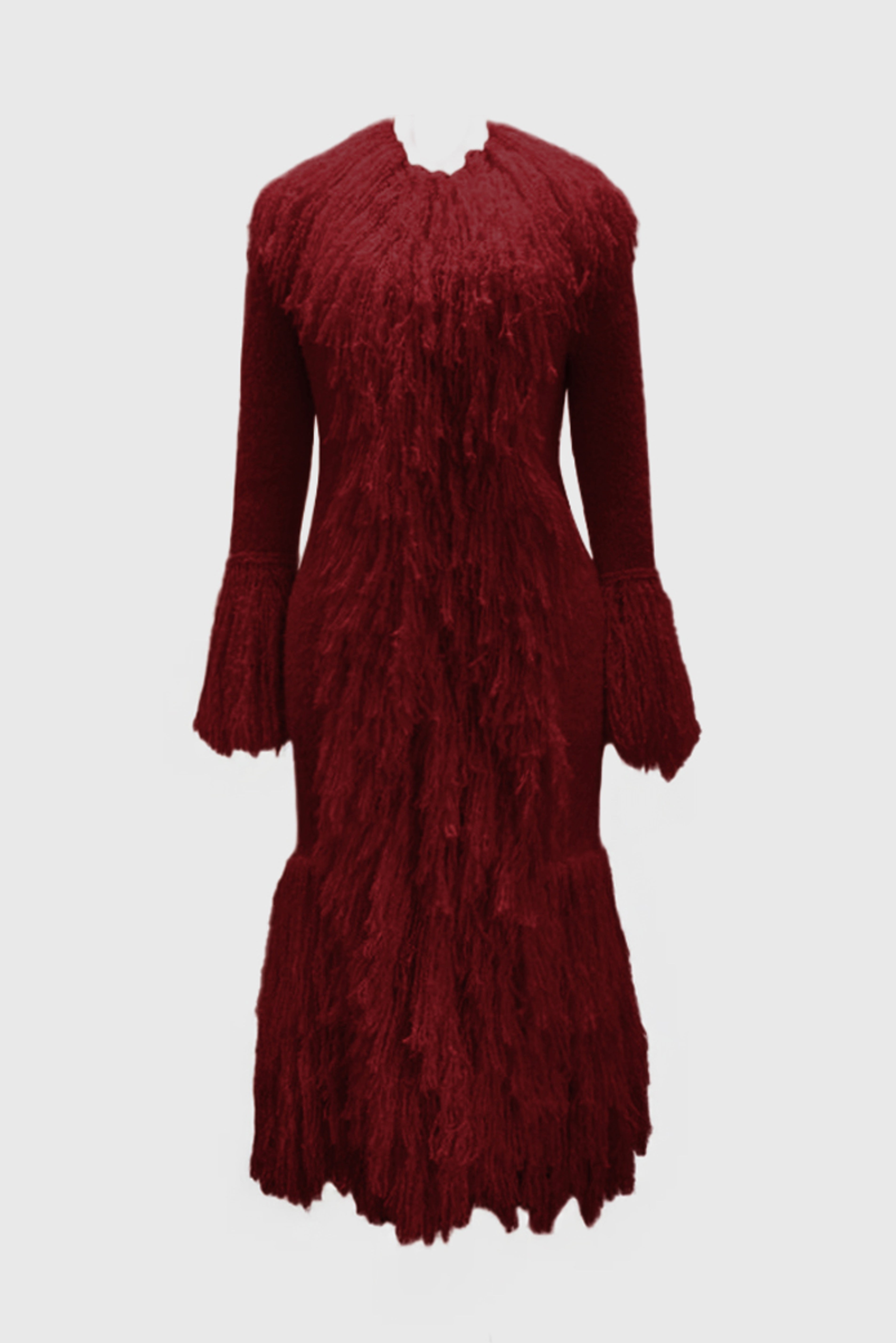 PRE ORDER Knitted Alpaca Fur Coat - DEEP RED