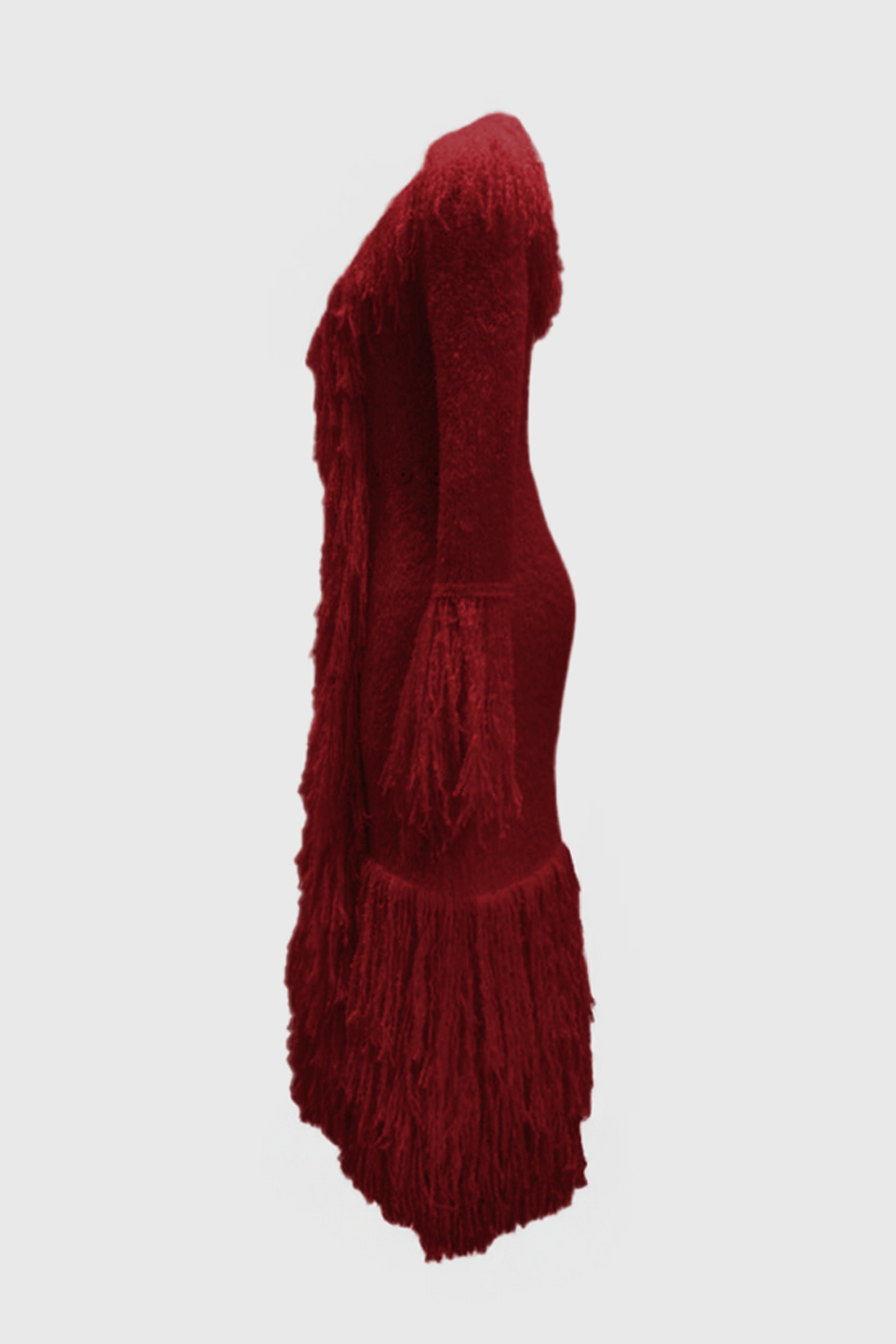 PRE ORDER Knitted Alpaca Fur Coat - DEEP RED