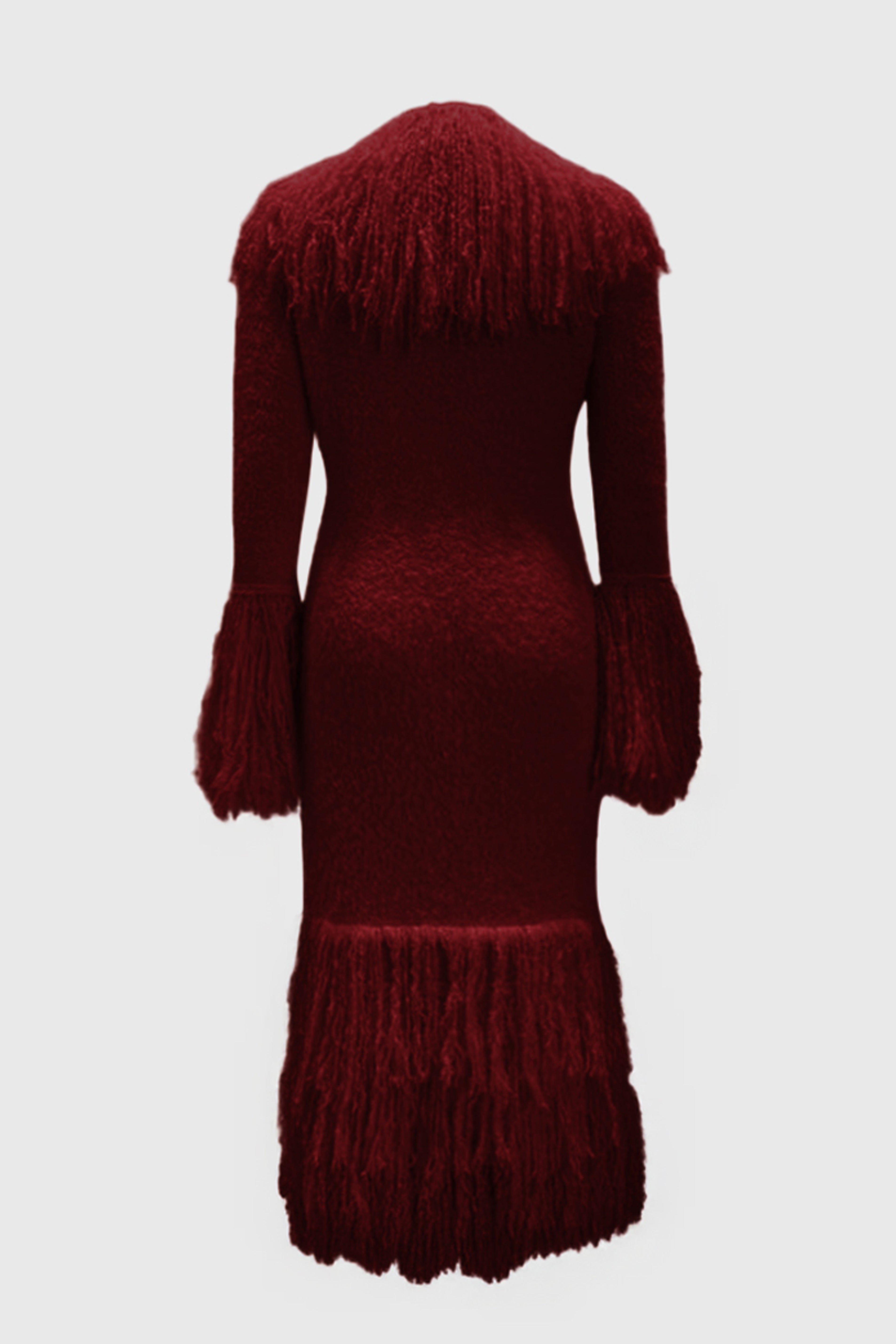 PRE ORDER Knitted Alpaca Fur Coat - DEEP RED