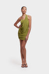 Draped Halter Mini - Lime Green