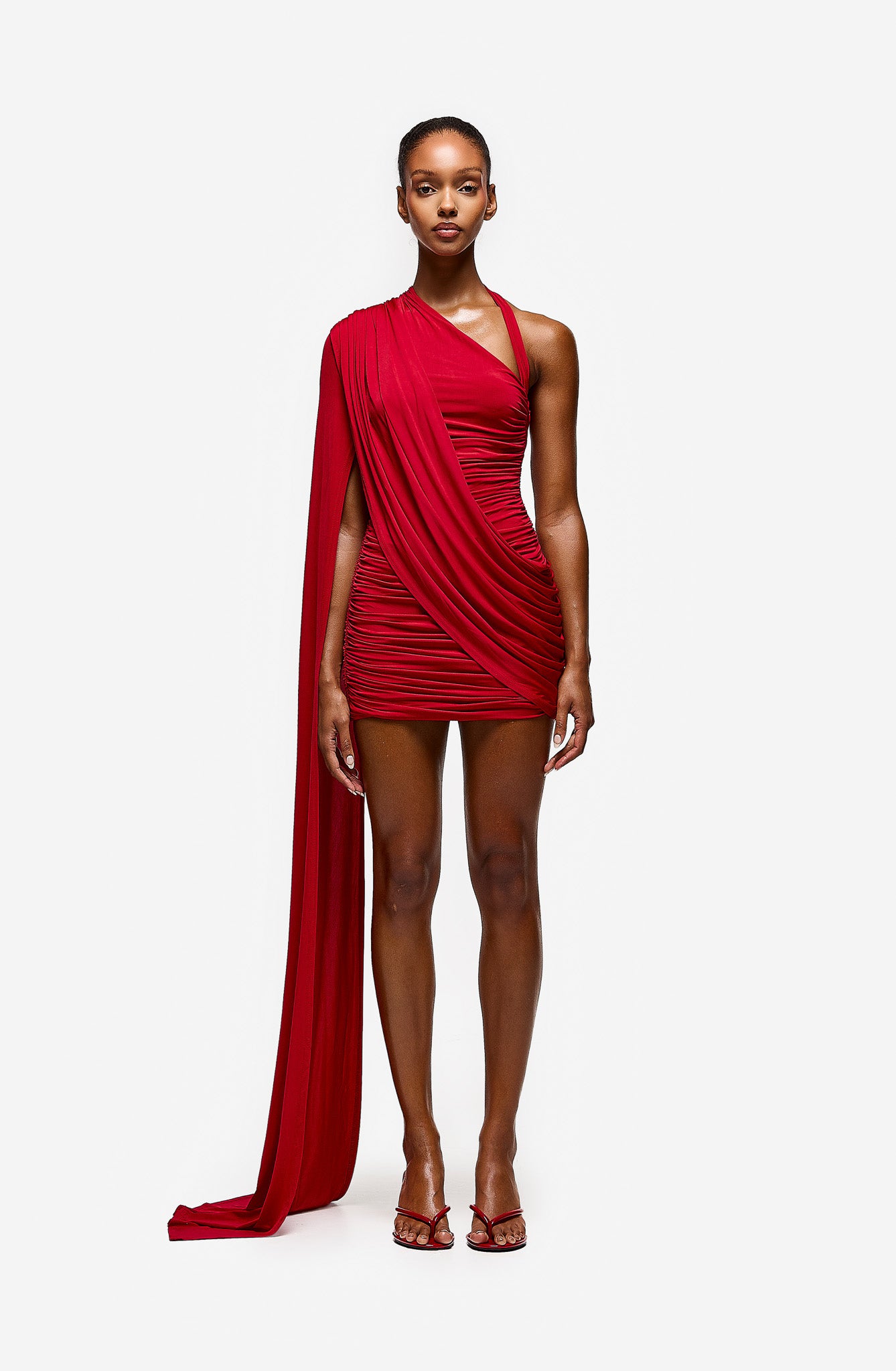 Ruched Draped Mini - Pepper Red