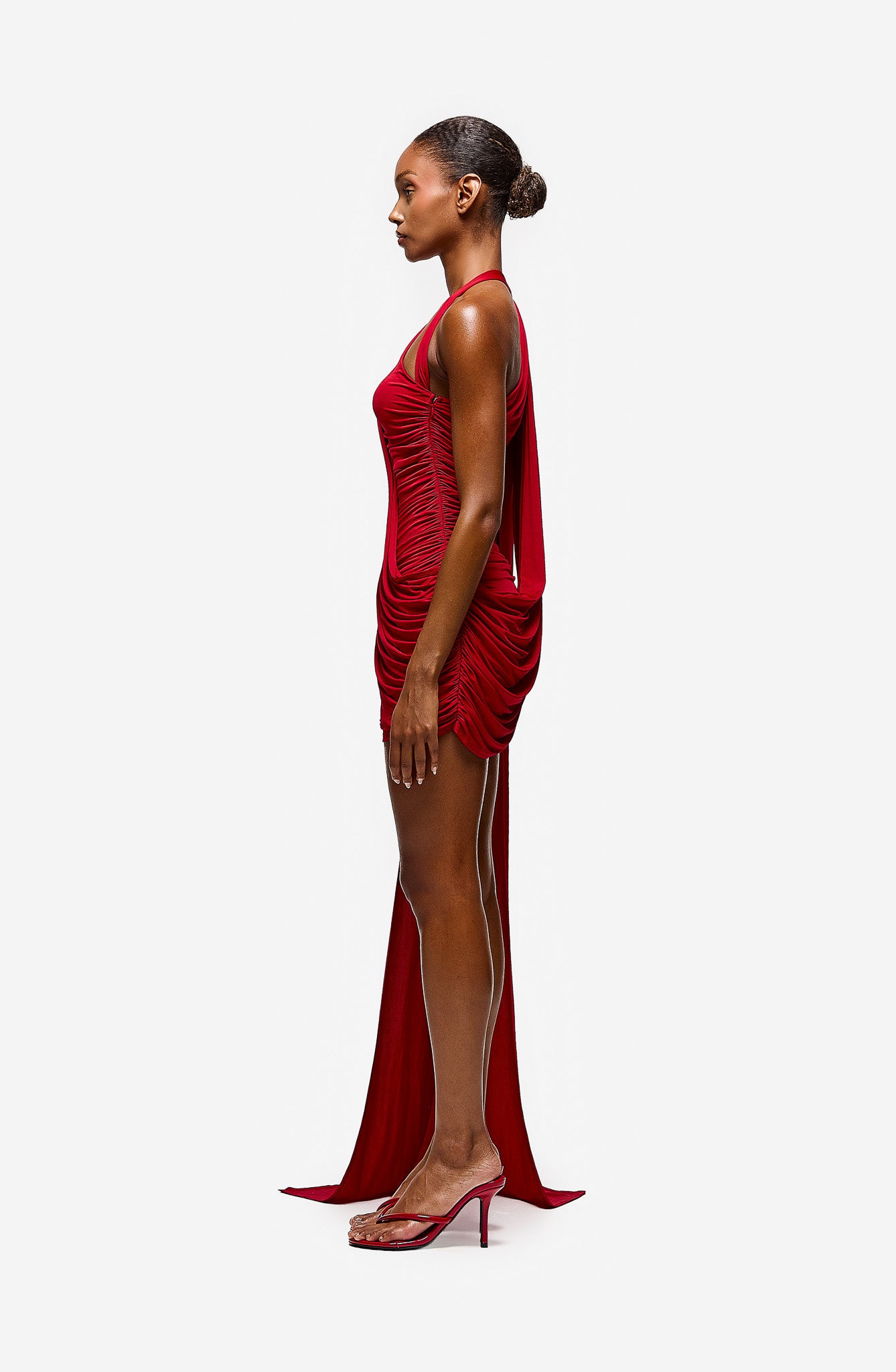 Ruched Draped Mini - Pepper Red