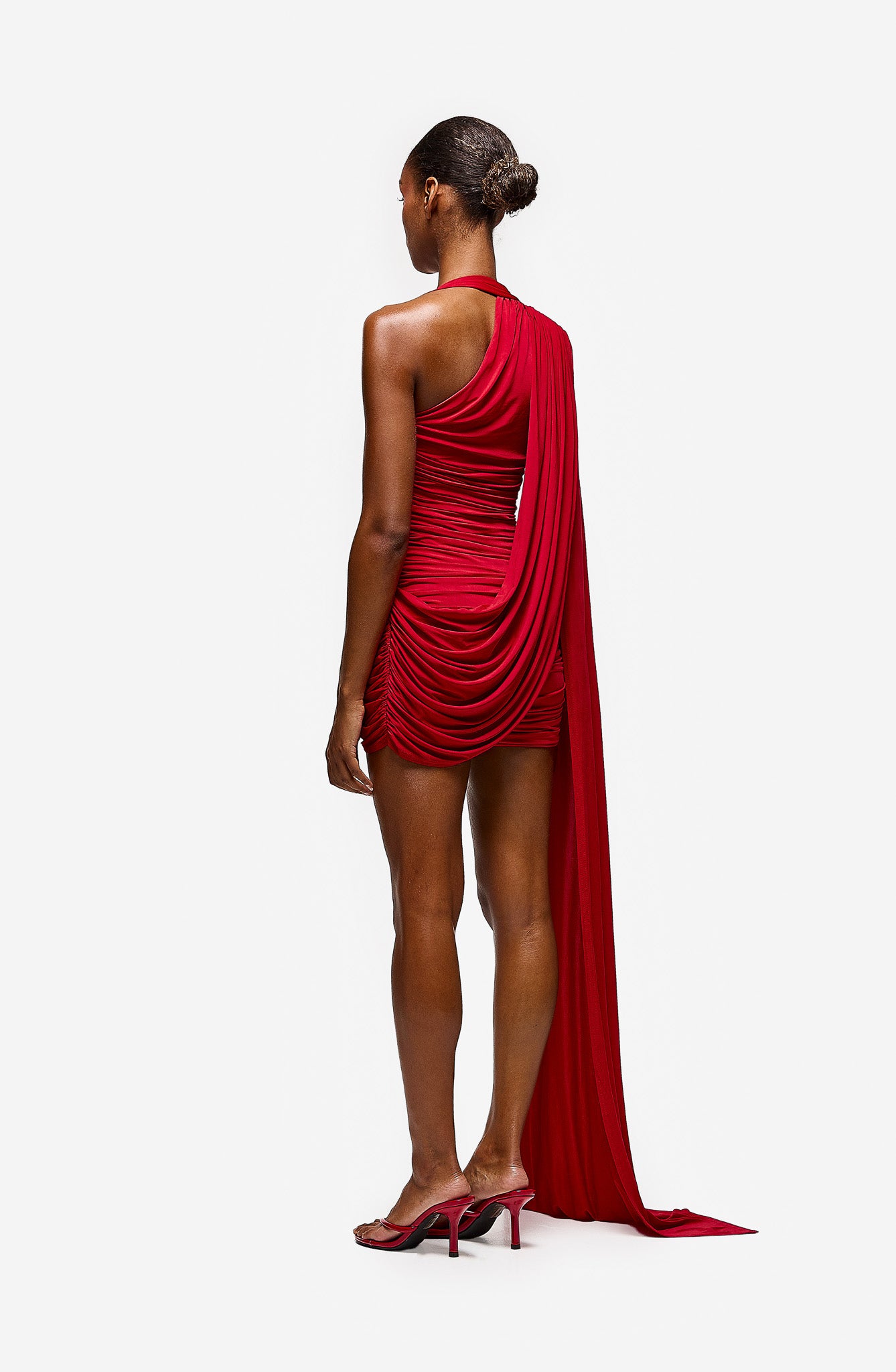 Ruched Draped Mini - Pepper Red