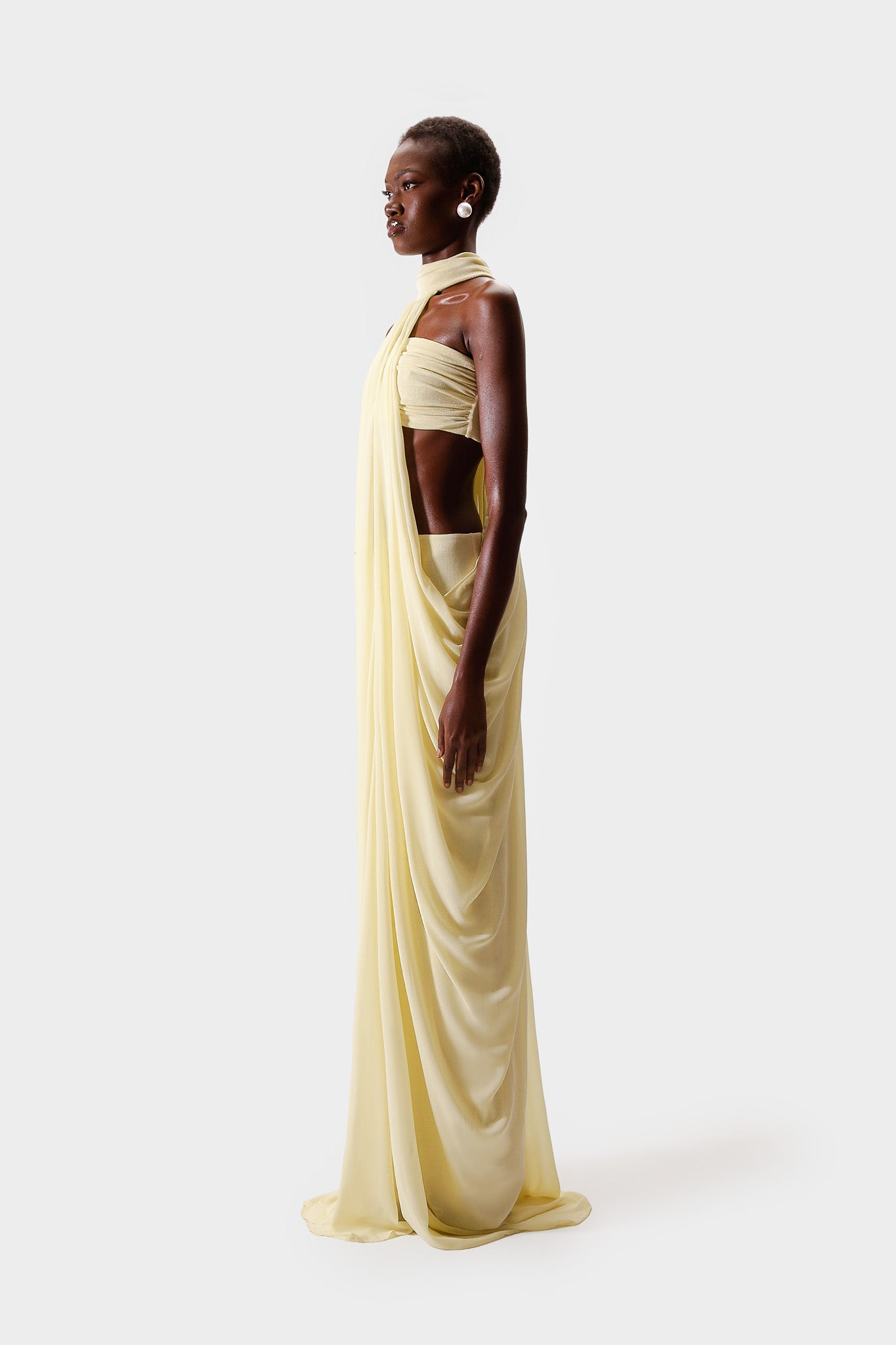 Draped Chiffon Maxi - Butter Yellow