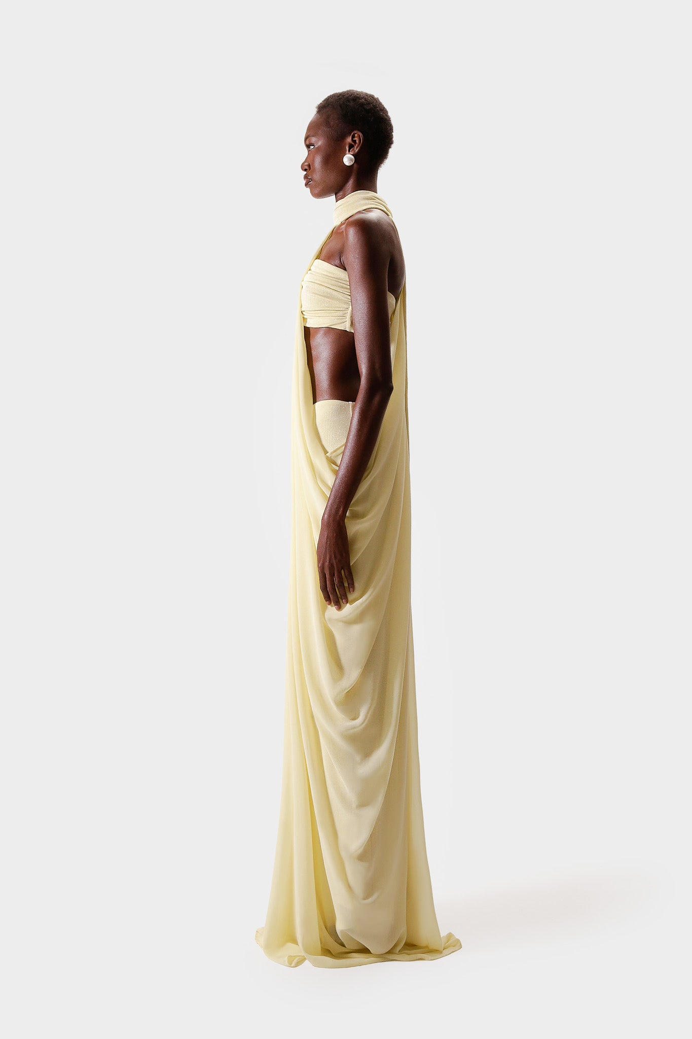 Draped Chiffon Maxi - Butter Yellow